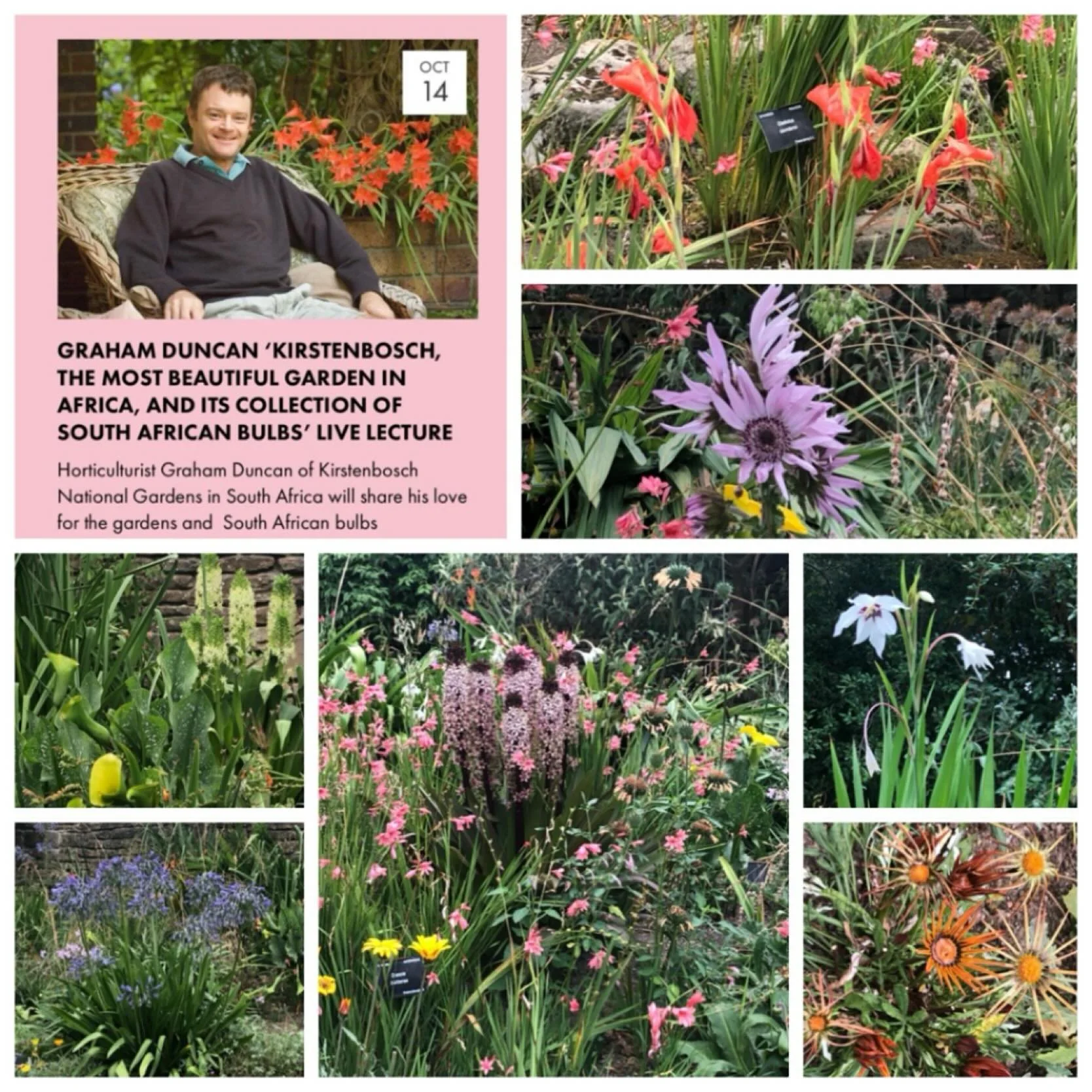We&rsquo;re counting down to Tuesday evening when we look forward to welcoming Botanist, Horticulturist and South African bulb expert Graham Duncan to #sheffieldbotanicalgardens as part of his whirlwind UK visit.

In his talk &lsquo;Kirstenbosch, the