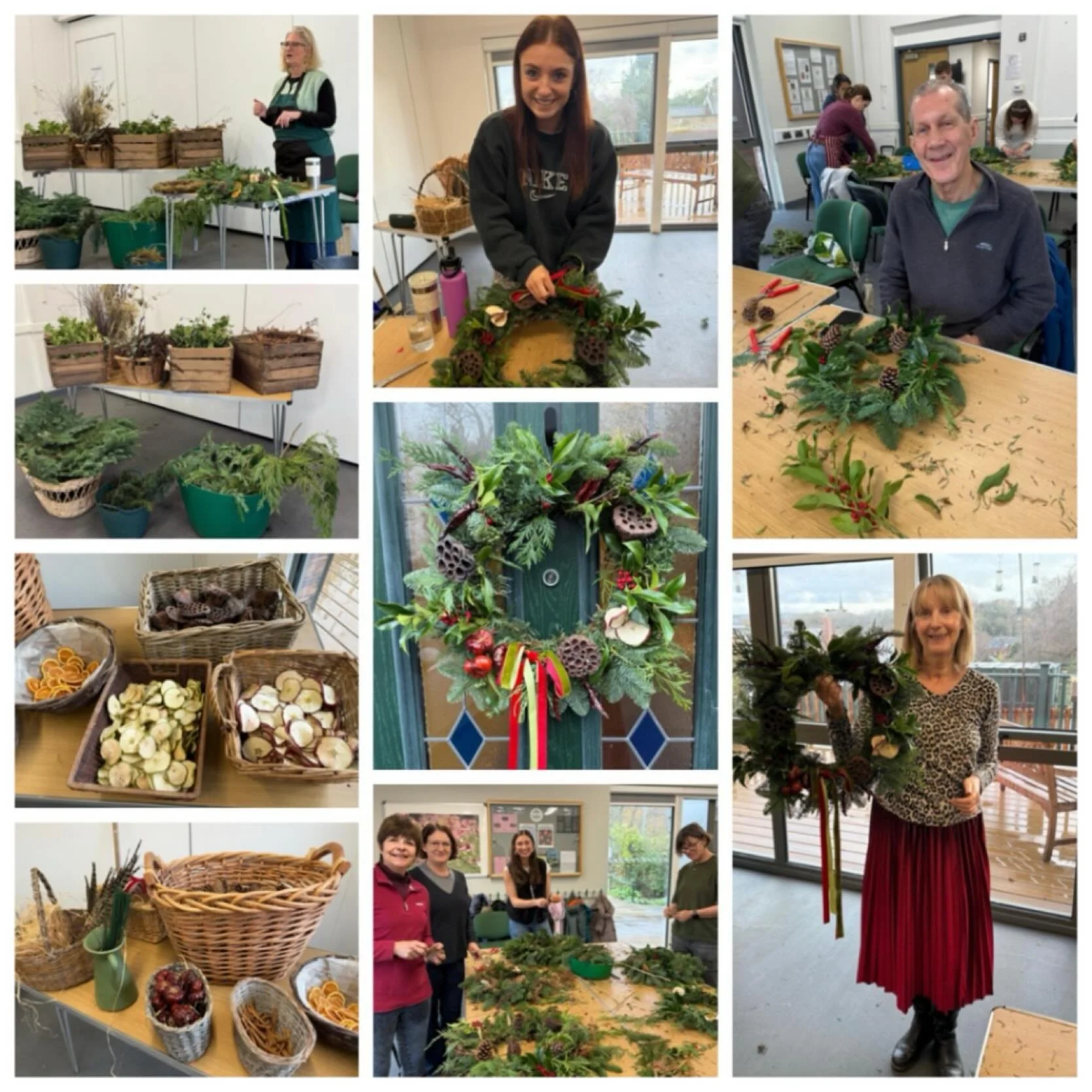 More usually to be found sporting high-vis jackets and leading tours of our #sheffieldbotanicalgardens, @fobsheffield Christine and Simon (right hand side pics) joined a class led by Madeleine of @rosemary_thyme_outdoors for a wreath making class thi