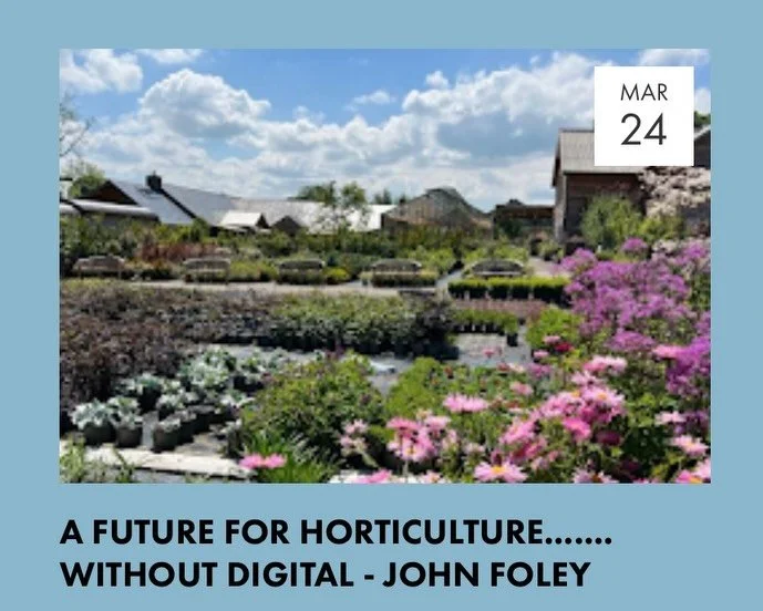 Coming up at #sheffieldbotanicalgardens on Tuesday 24 March:

* At 10.30am our speaker John Foley of Holden Clough Nursery in Lancashire will make the case for a shift away from digital-dependent horticulture, focusing instead on hands-on, traditiona