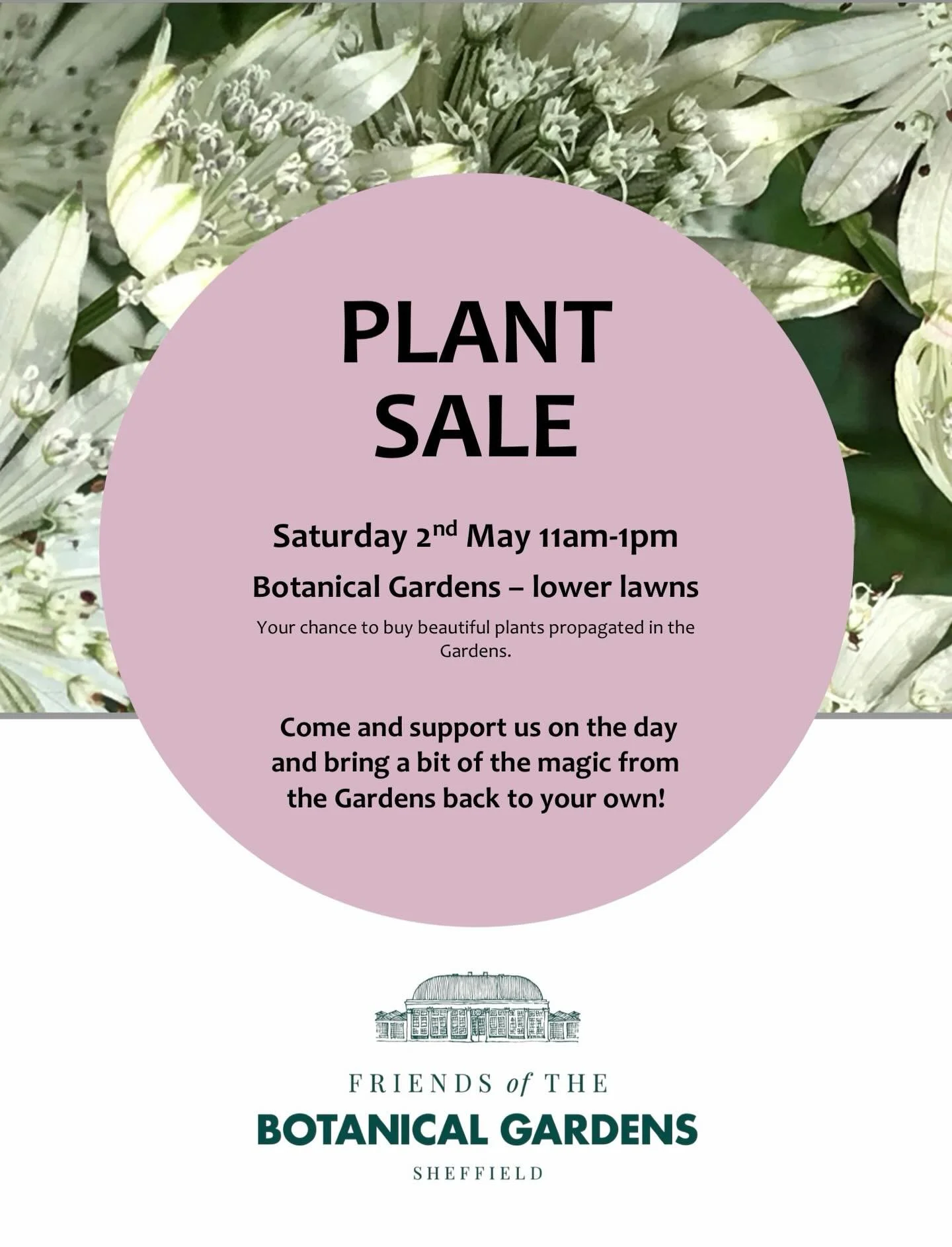Save the date&hellip;&hellip;..

Two weeks today - on Saturday 2 May - we have our first Plant Sale of the year in #sheffieldbotanicalgardens 

From 11am - 1.00pm on the Lower Lawns - Thompson Road entrance

Do come and join us and take a little bit 