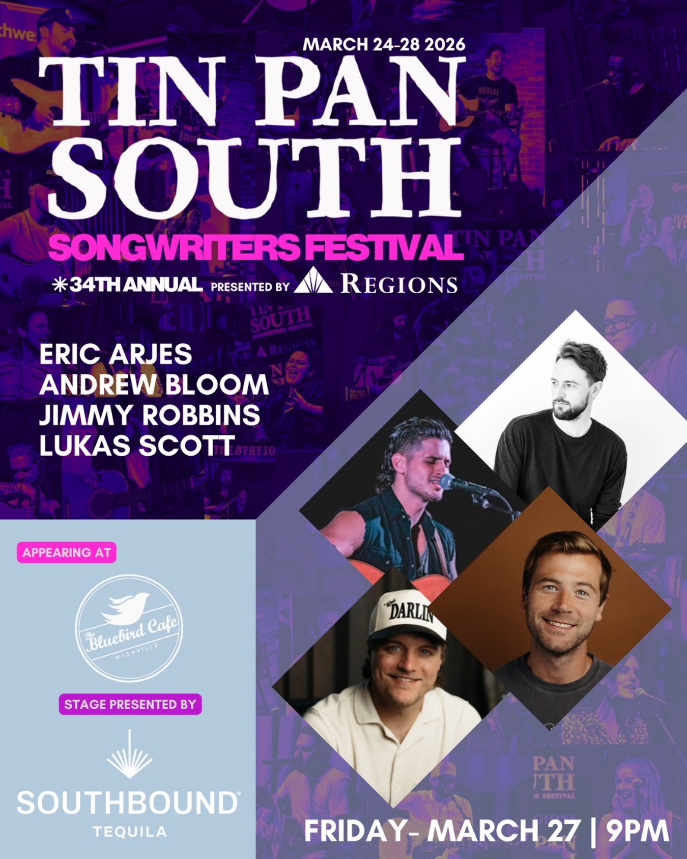 Come see our crew at the @bluebirdcafetn on March 27th 🔥 Thank you @tinpansouth for including us in your lineup this year!