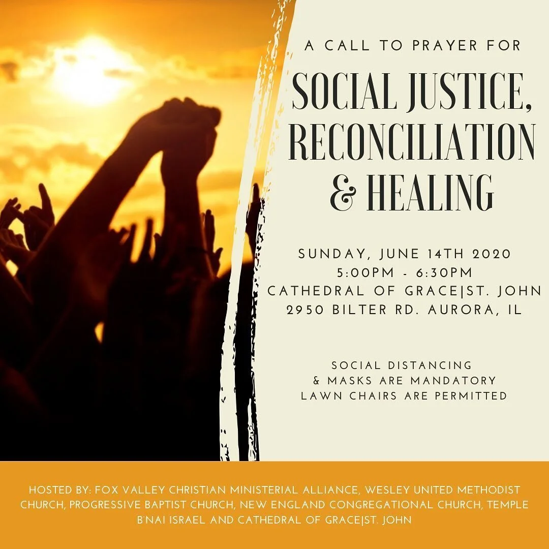 &ldquo;Therefore I tell you, whatever you ask for in prayer, believe that you have received it, and it will be yours&rdquo; Mark 11:24
&bull;
Join us next Sunday as we pray together for social justice, reconciliation and healing.
&bull;
Cathedral of 