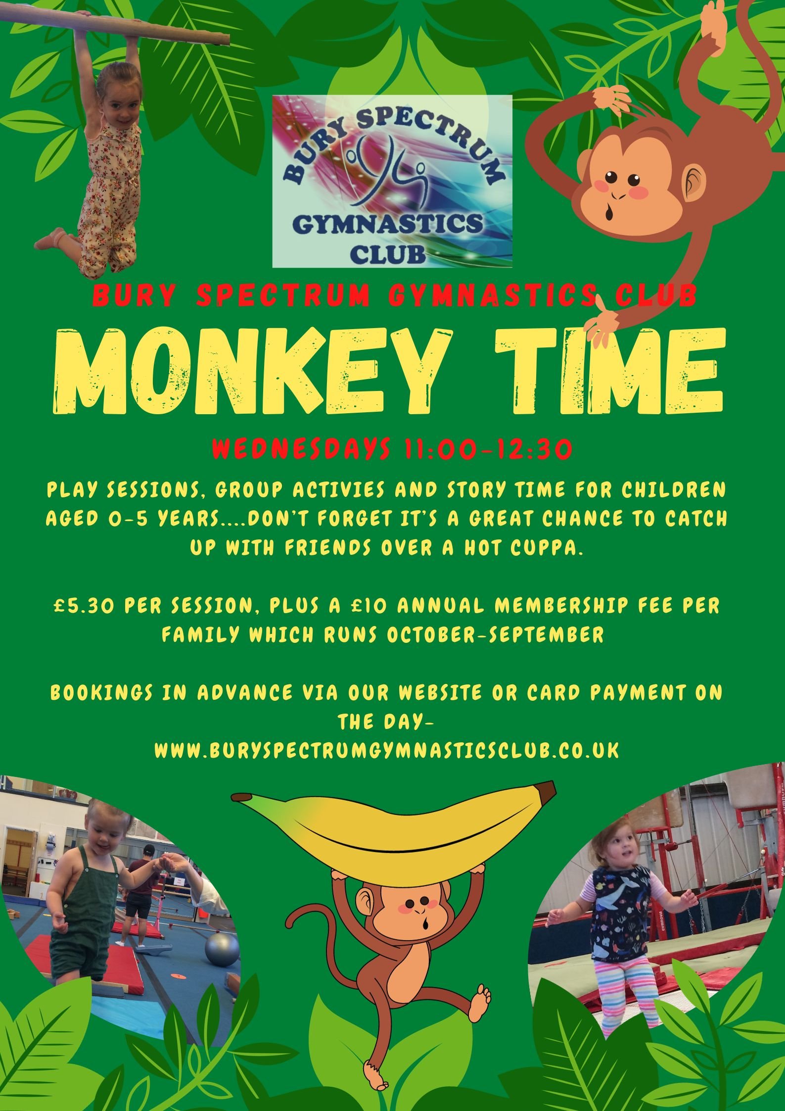 Monkey Time (Under 5's) & Family Play (Home ed & Childminders