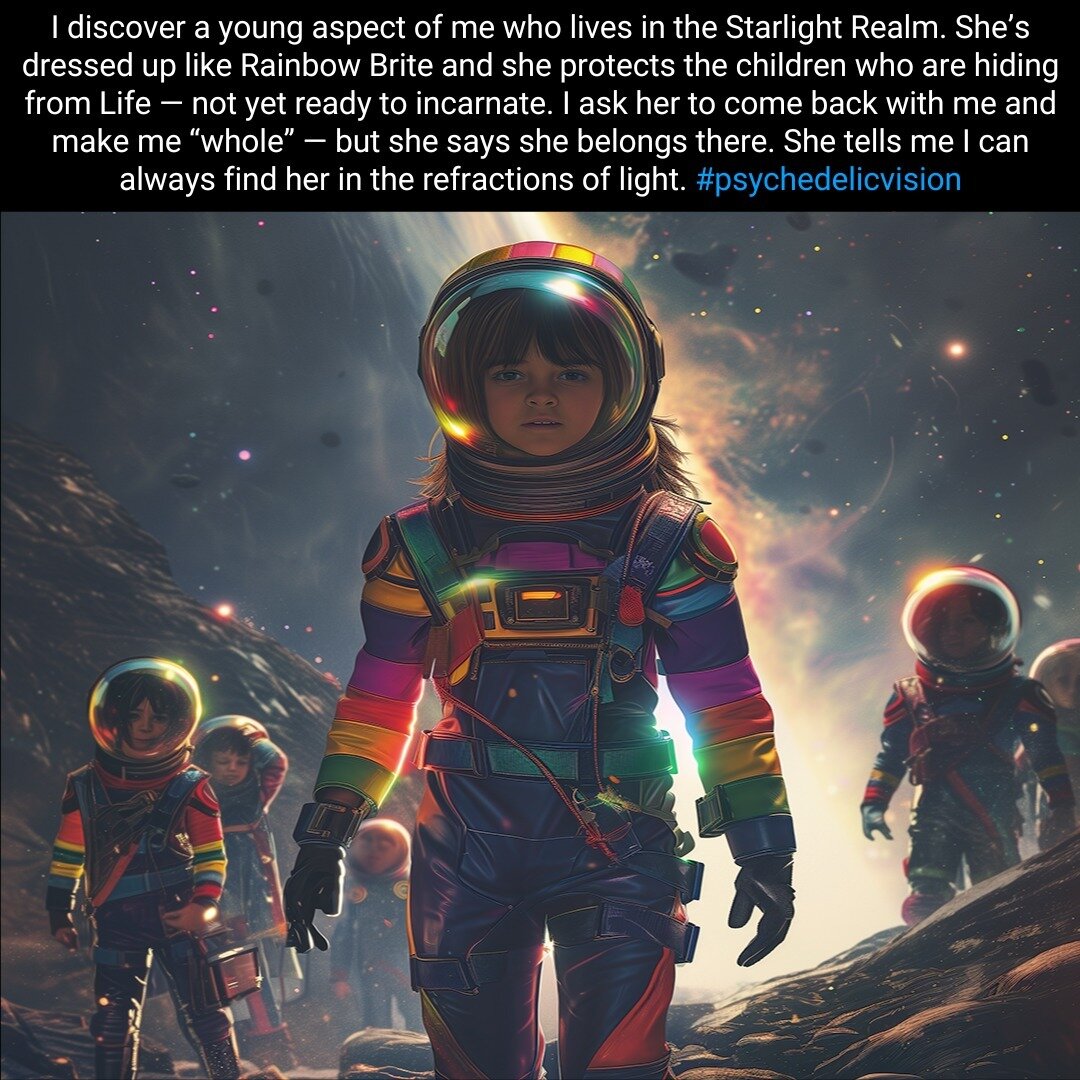 Psychedelic Vision, December 1, 2023. This world was dark except for the light of rainbows. Refracted &quot;life&quot; light that breaks through the dimension. This is the Starlight Realm she tells me. &quot;Rainbow Brite&quot; takes me on a tour and