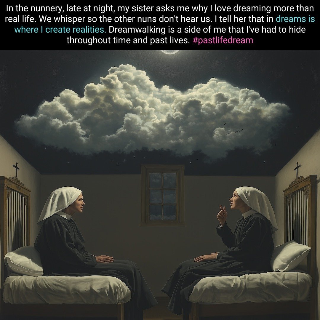 Dream, August 31, 2024. I recognize this dream as a past life memory, because my body has recall and I can feel the bed sheets on my skin, and the smell of the dormitory where my sisters sleep. I am whispering to someone I know and trust and who rein