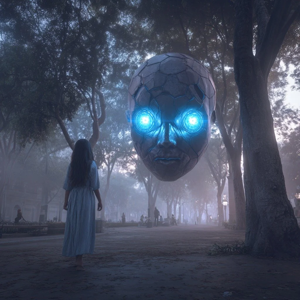🧠 🌌 Psychic fields are playing grounds for thoughtforms: 
In a dream, I&rsquo;m being hunted by an interdimensional being. He has a deflated soccer-ball head and gleaming blue eyes. This soulless entity is a Tulpa&mdash;a mental construct projected