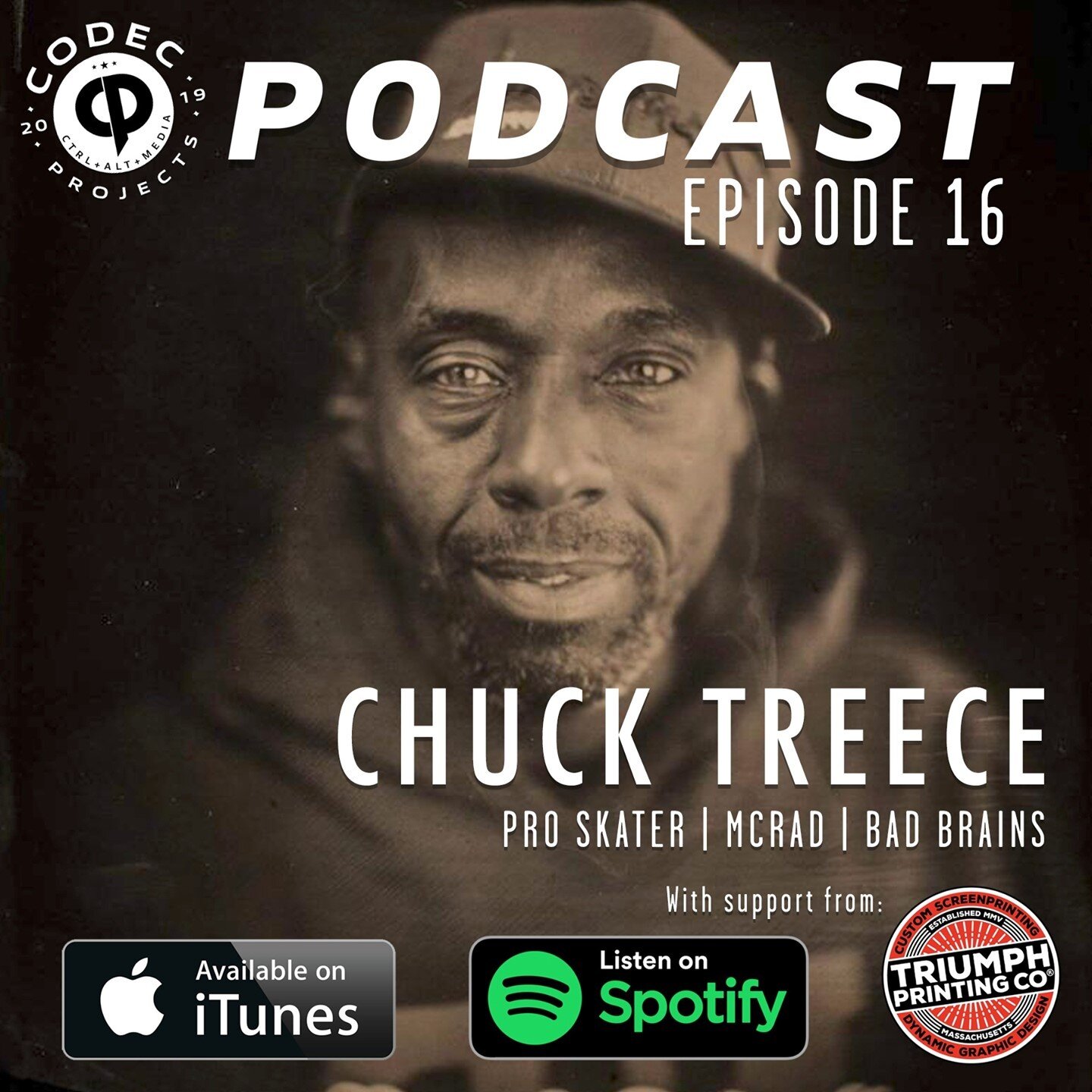 Codec Projects - S1E16 - Chuck Treece - Pro Skater | McRad | Bad Brains⁠
⁠
We talk about how he got into punk and hardcore and skateboarding, growing up in Wilmington, DE, turning pro, working with Stacy Peralta, McRad, Bad Brains, being a studio mus