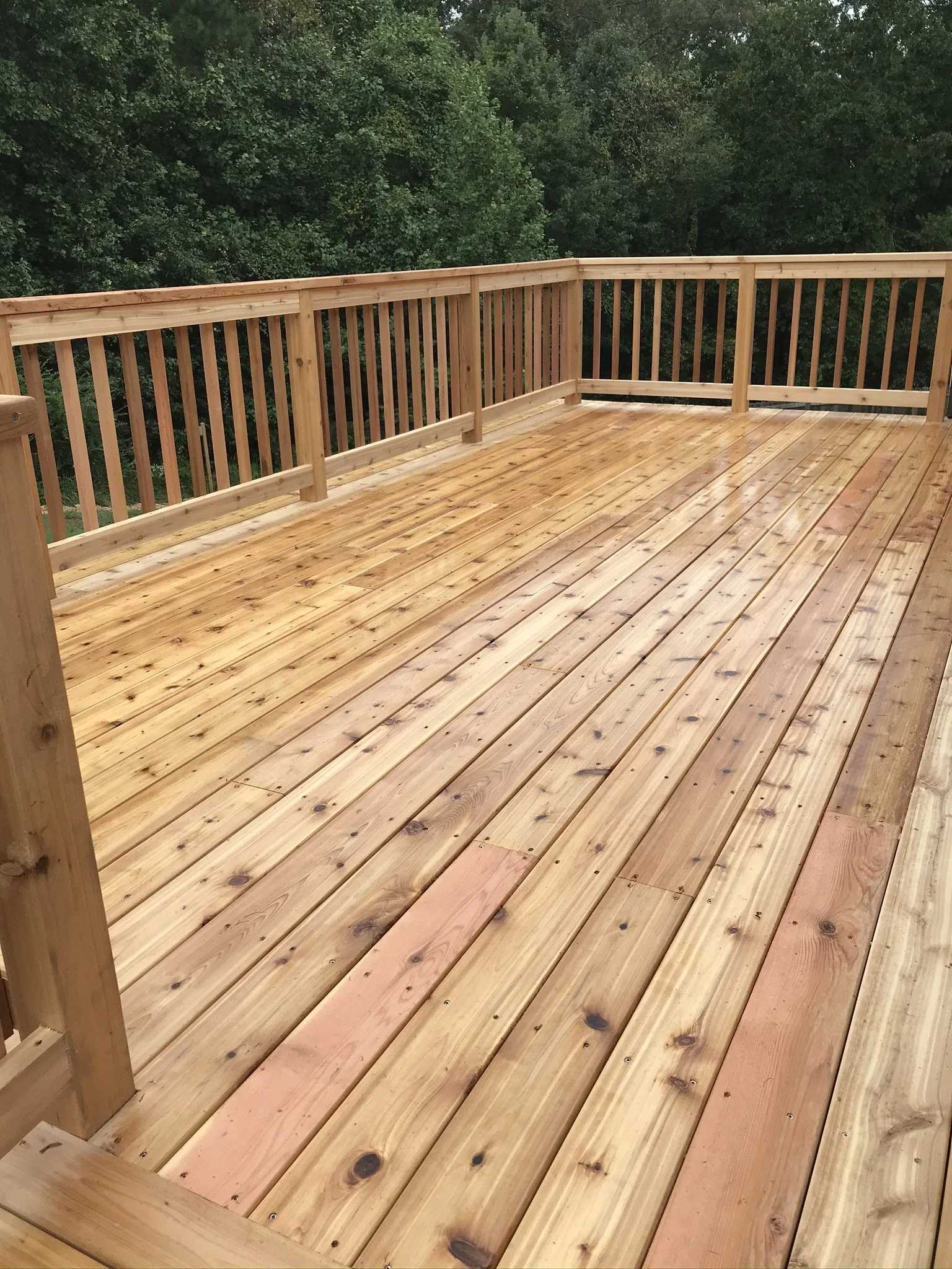 Remodeled cedar-plank deck.  