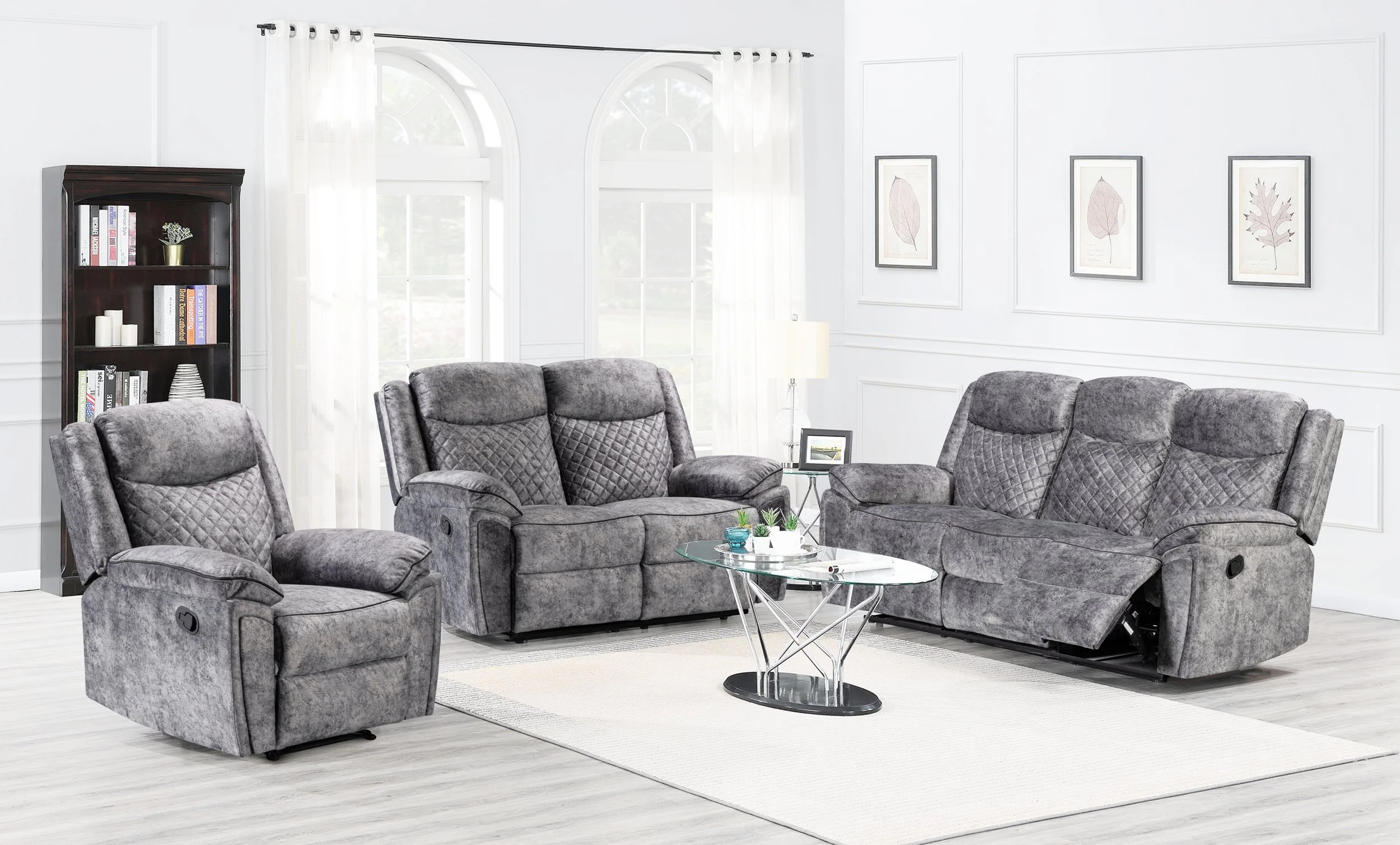 NORMANDY RECLINER RANGE - Available in Silver - 3 SEAT, 2 SEAT & CHAIR