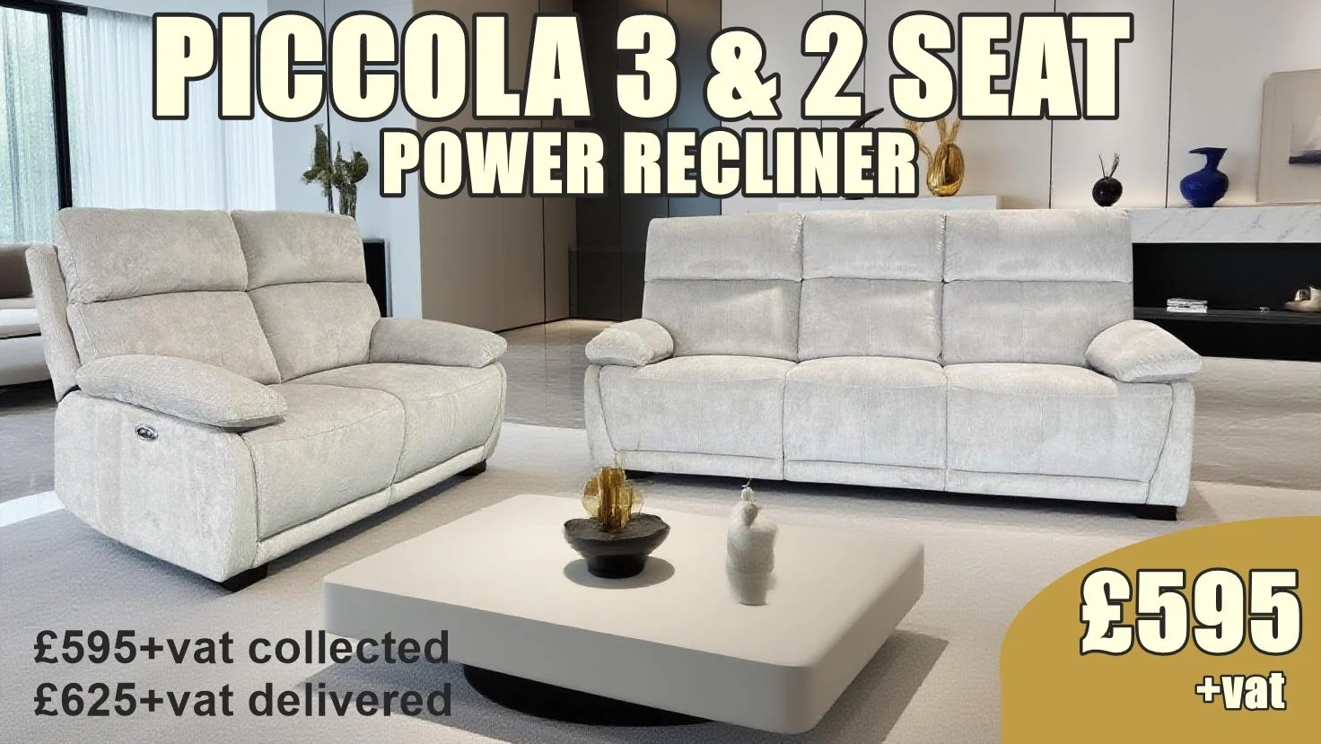 PICCOLA 3 & 2 SEAT - Power Recliner 3 & 2 seat sofa set, Due in stock 5 September
