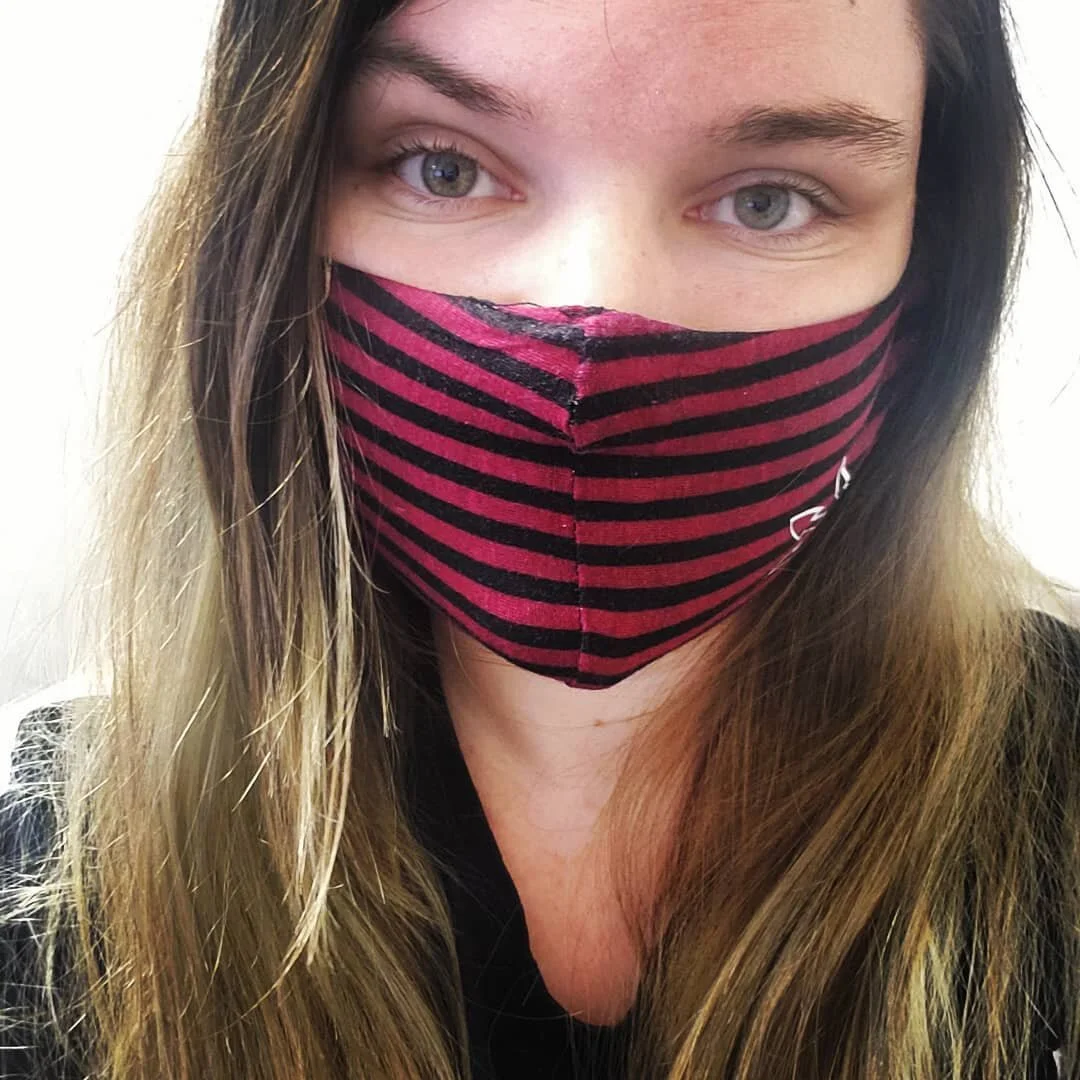 My very first mask! Made from super stretchy material, this mask has been the easiest, by far, for me to wear since the material doesn't suffocate! Mask listings and inventory coming soon!! Custom printing and design options will be available on all 