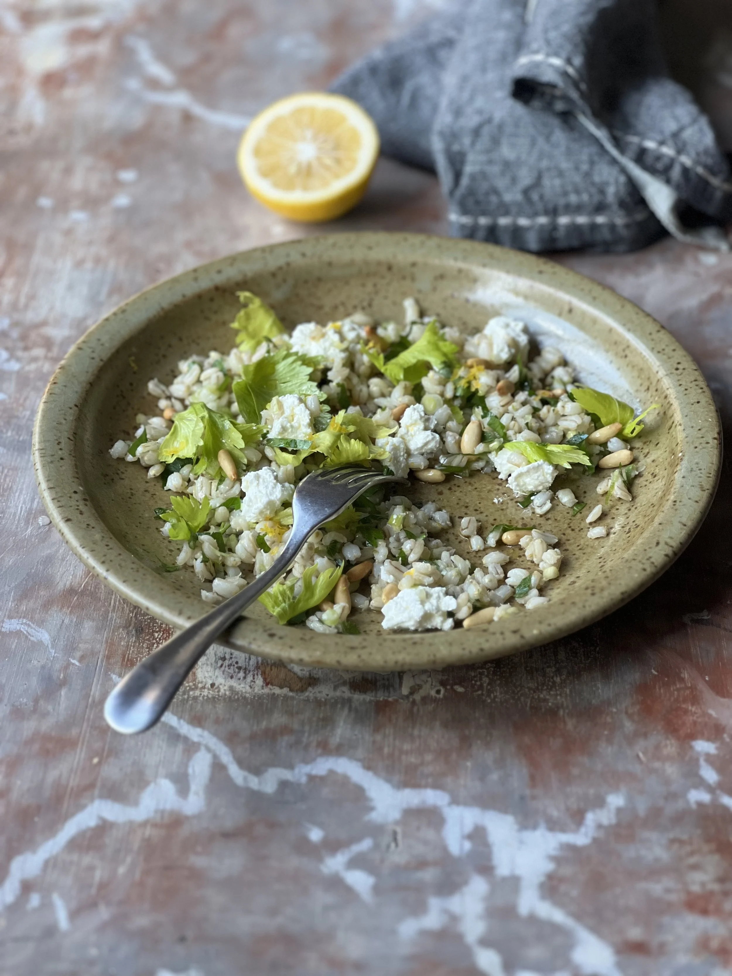 Pearl Barley Salad with Crumbled Feta