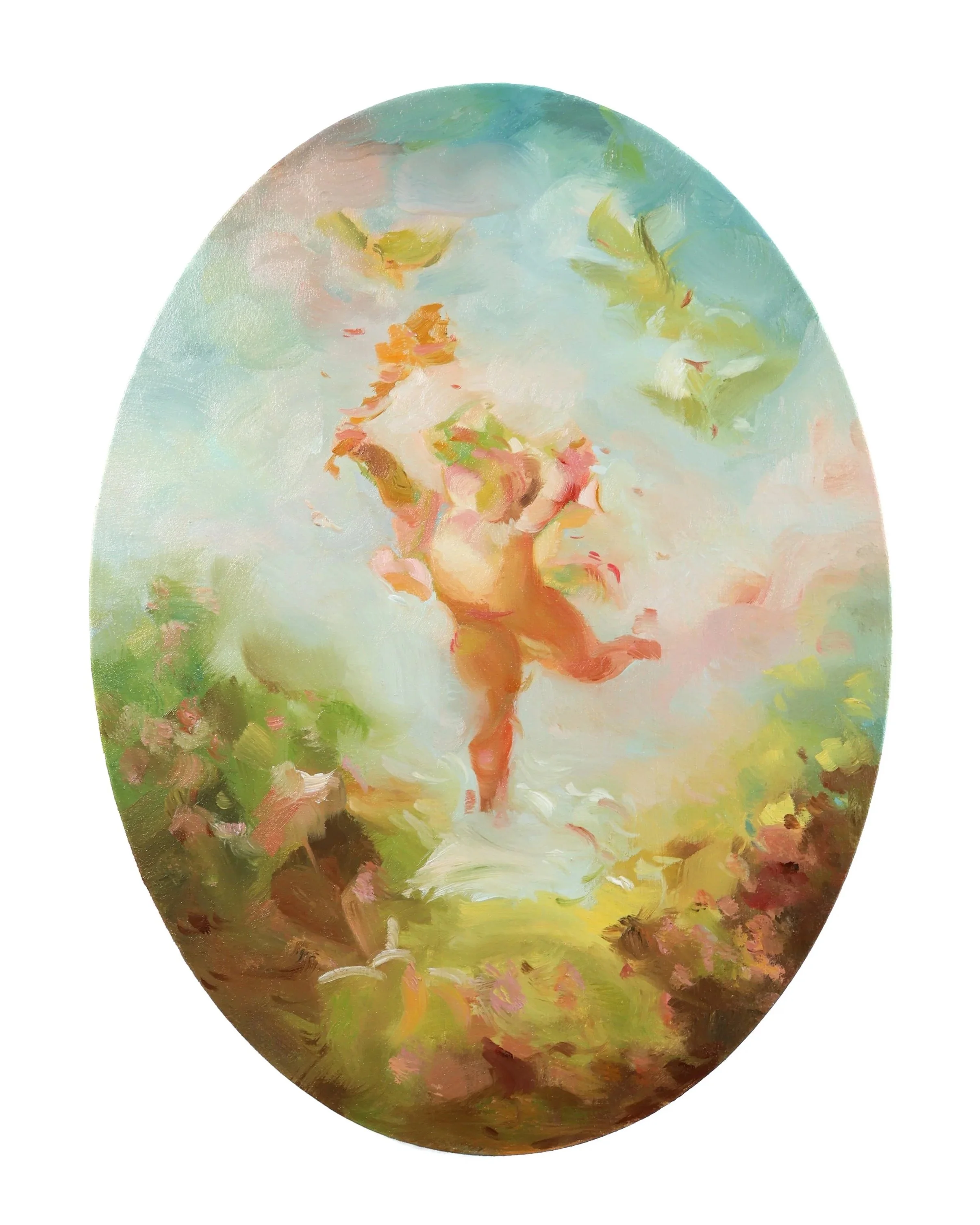 Love Is On The Loose - Cameo 1, After Fragonard. Oil on wood, 9 x 12”. 2026