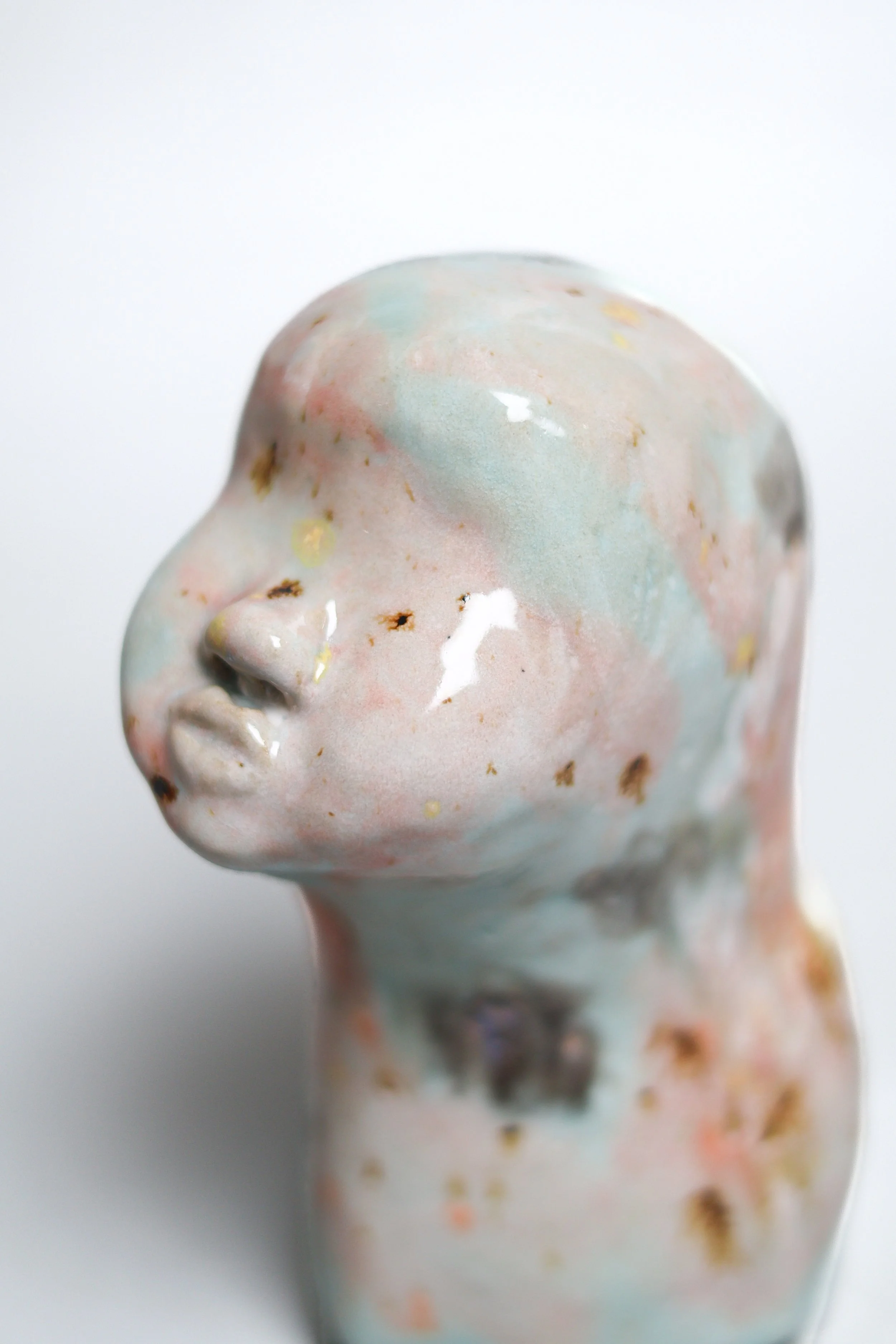 With Blue. 7 x 6 x 5”, Stoneware. 2025.