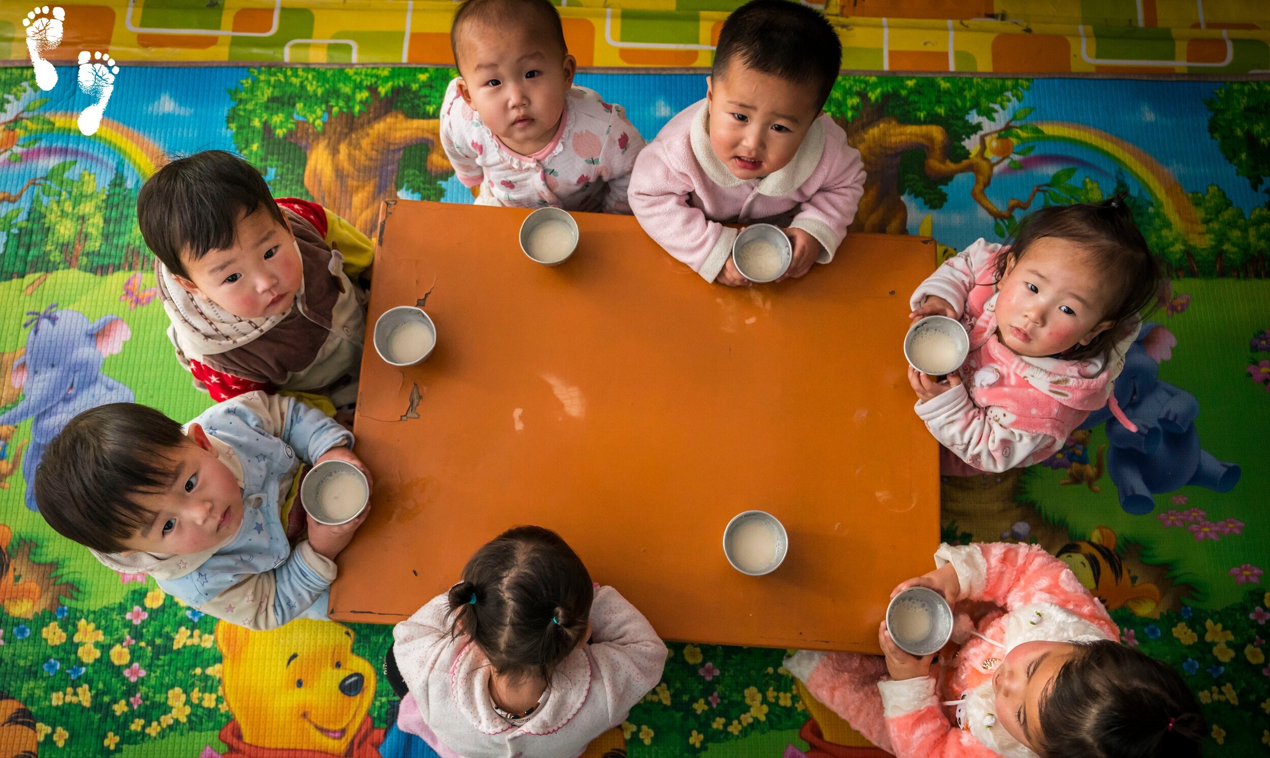 Children in North Korea drink soymilk to maintain healthy nutrition.