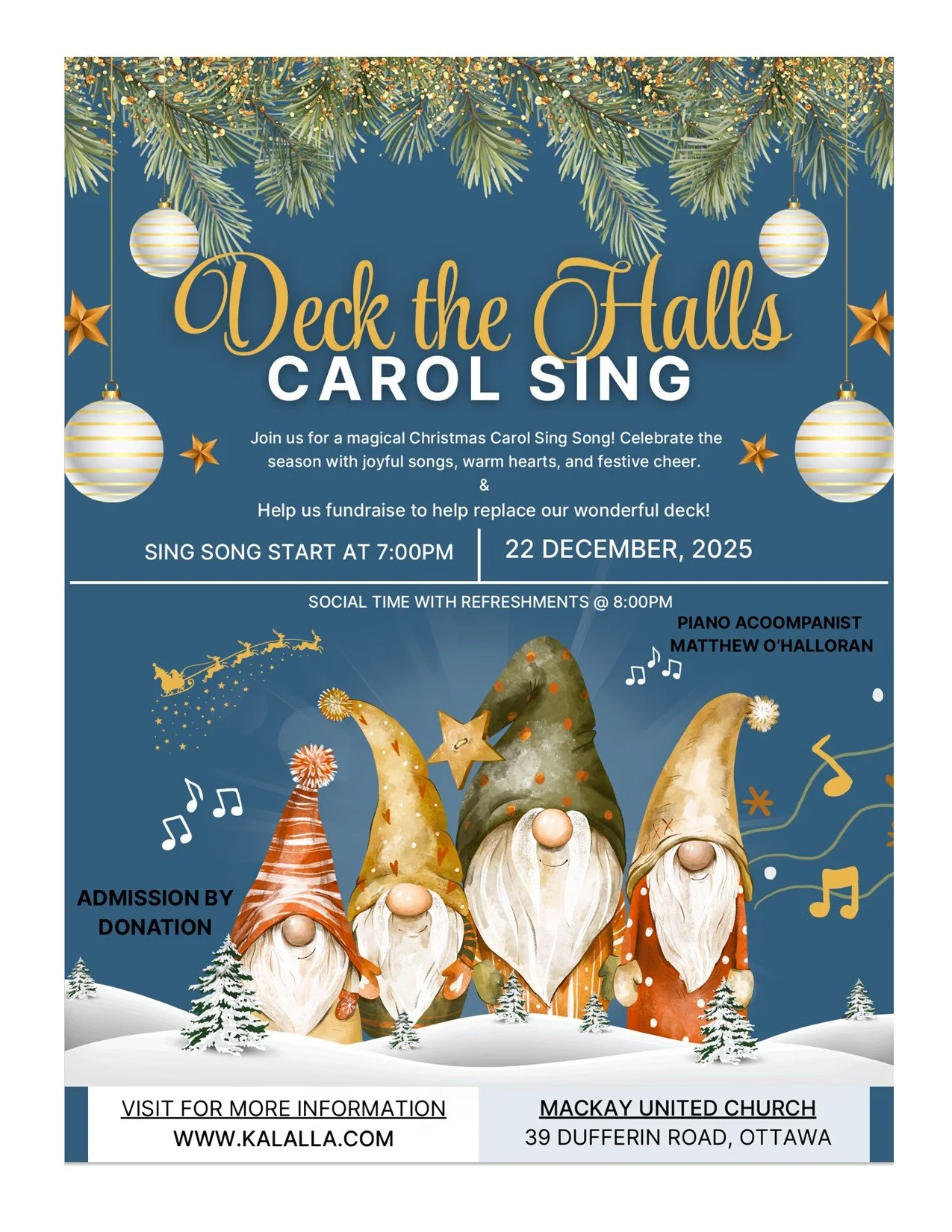 Christmas Carol Sing-a-long fundraiser for Camp Kalalla