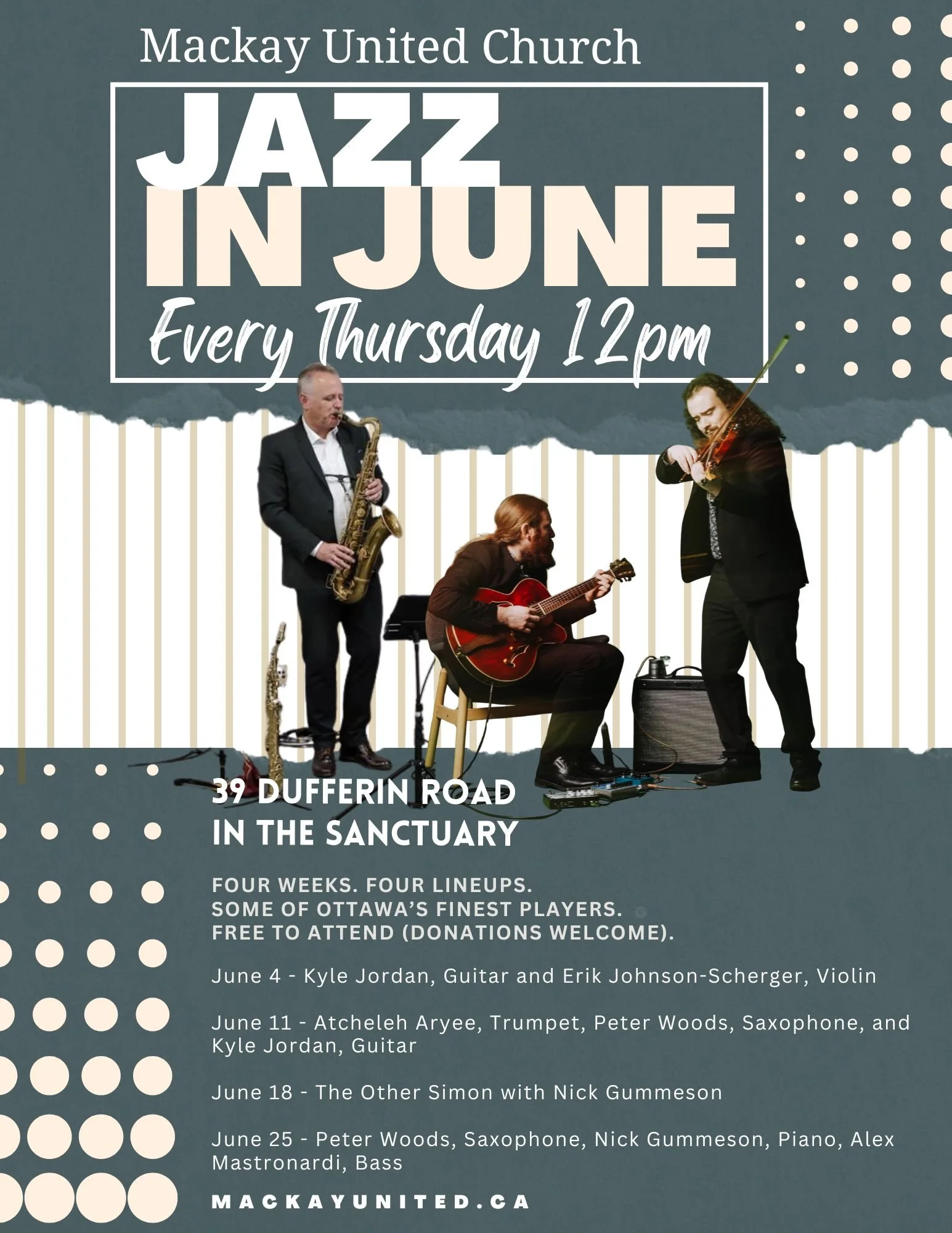 Jazz in June at MacKay - every Thursday at Noon 