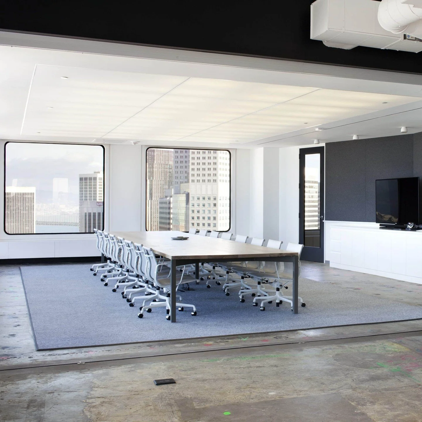 These custom bleached hickory conference room tables and workstations are stunning, but are they better than those views. 🤔