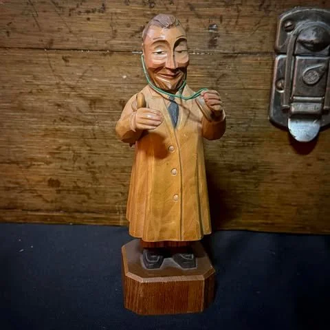 Vintage Anri hand carved wooden doctor statue