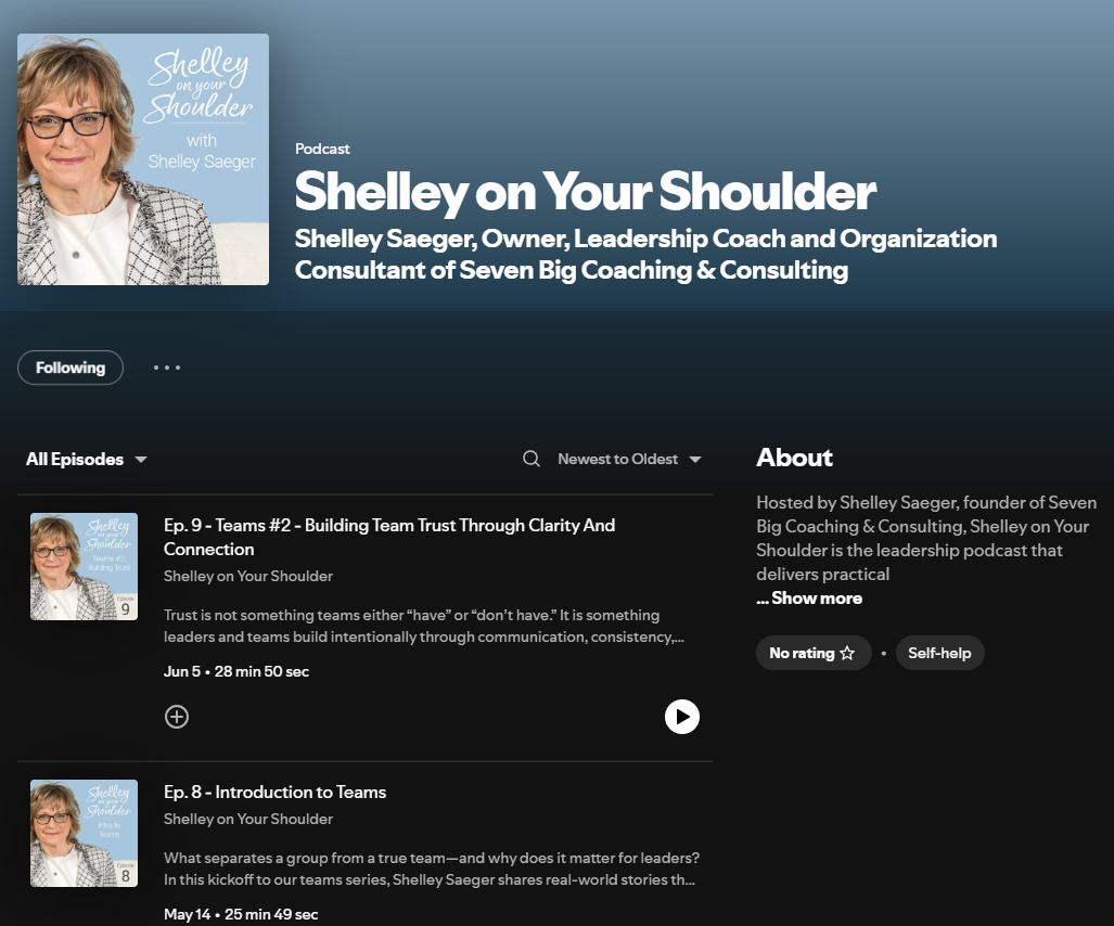 Podcast production development, on air co-host, for Shelley on Your Shoulder with Shelley Saeger
