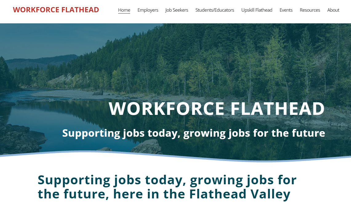 Web design and production of the Workforce Flathead website, for Jennifer Cronk