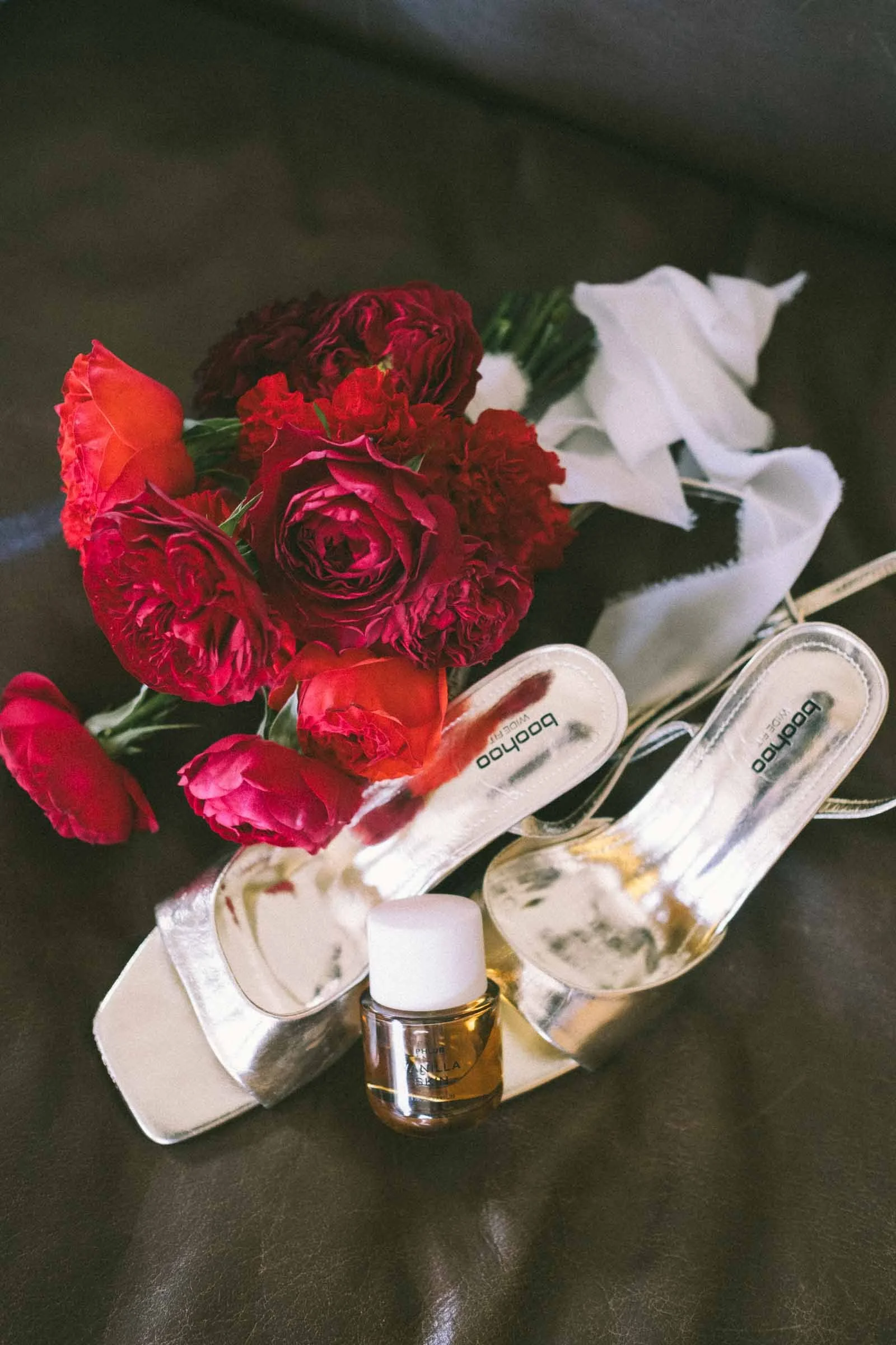 MELBOURNE BOTANICAL GARDEN WEDDING, BRIDES FLORALS, RINGS, PERFUME, SHOES, A BEAUTIFUL STILL LIFE SHOT