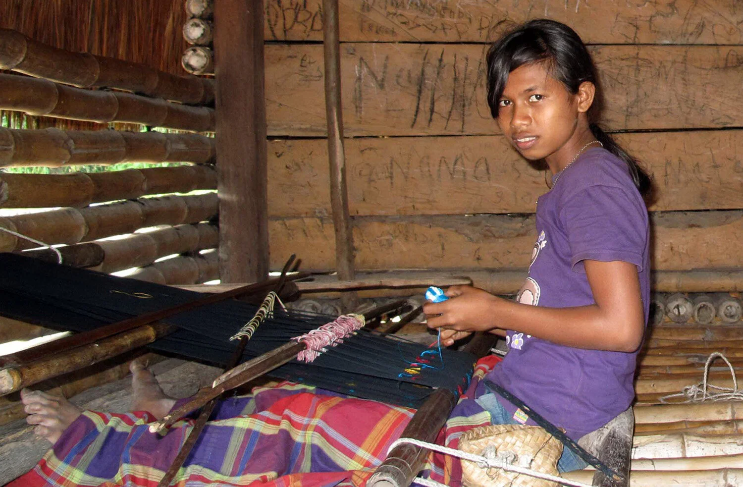 Sumba, Indonesia backstrap loom weaveing