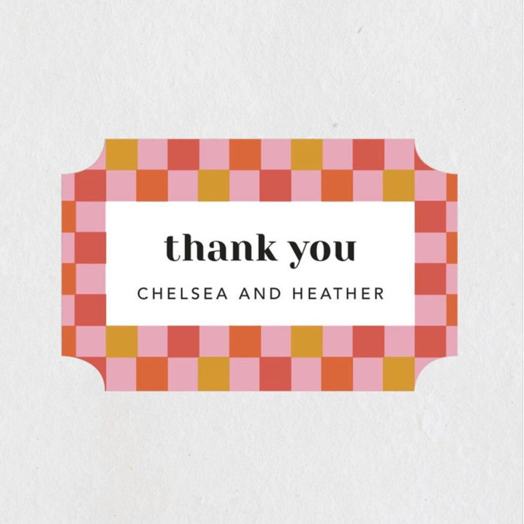 Have you noticed checkerboard is all the rage right now? This little sticker belongs with a bridal shower suite on #minted but would be cute for gift bags for any fun party