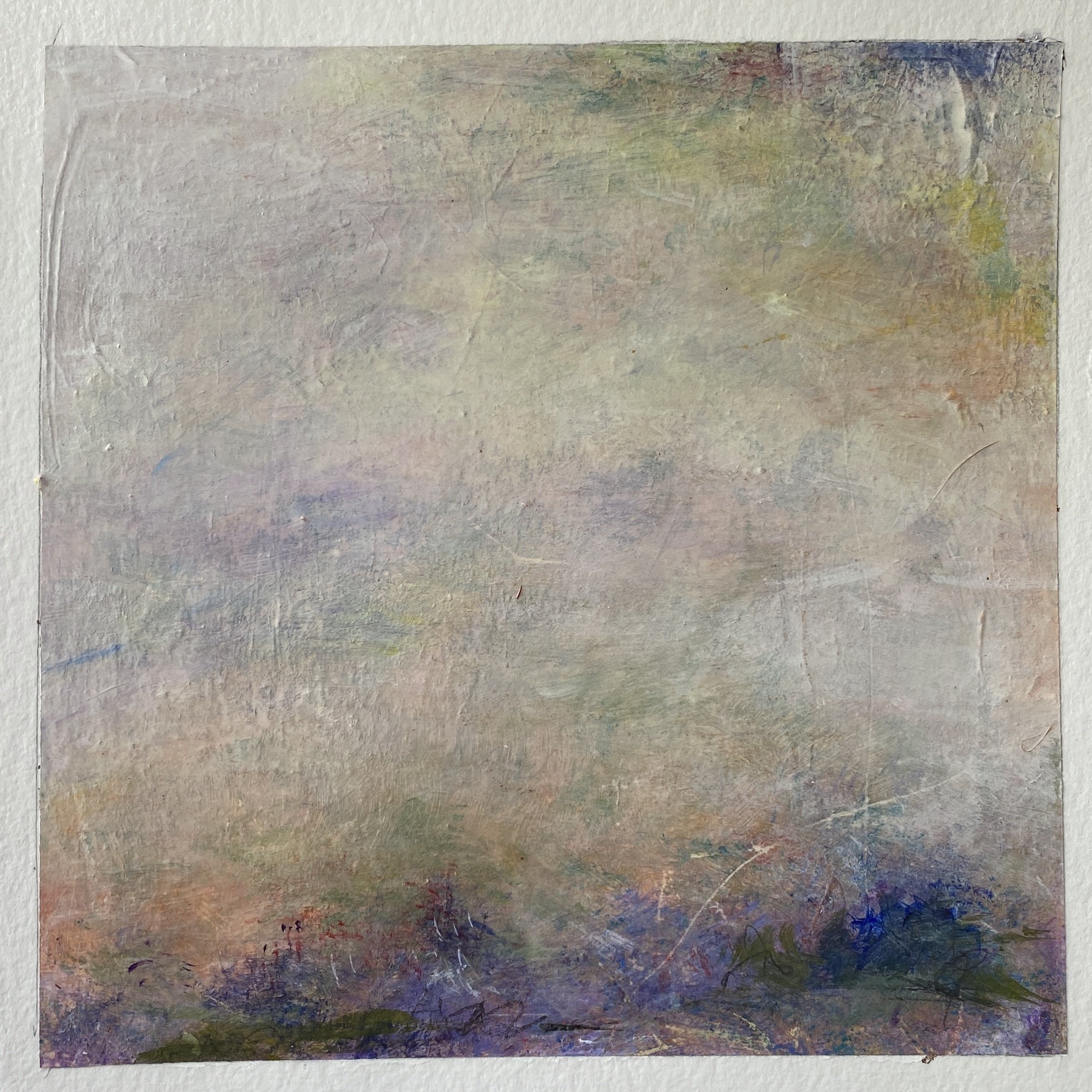 "Birdsong," acrylic and mixed media on paper 6"x6" (sold)