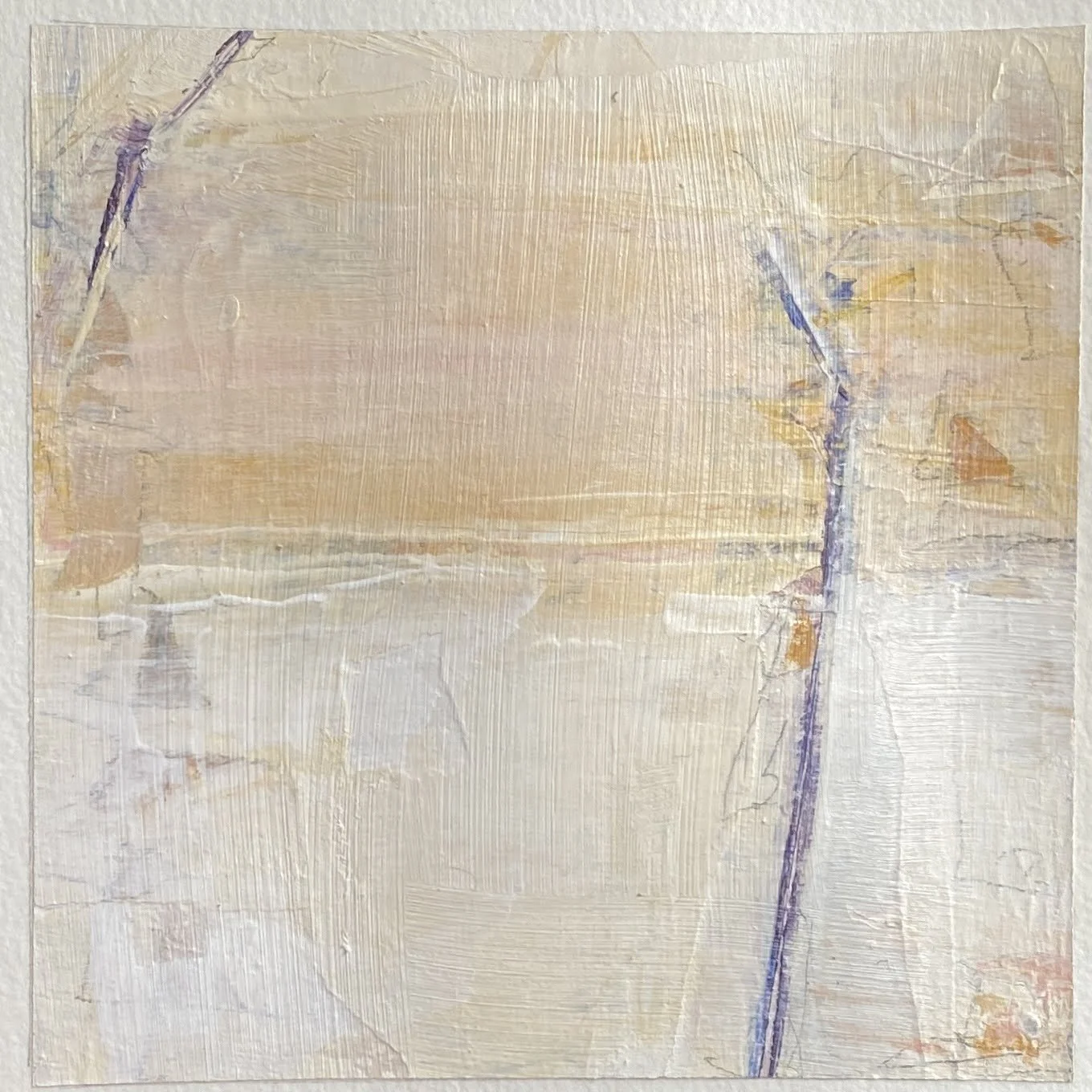 "Bent," acrylic and mixed media on paper 6"x6" (sold)