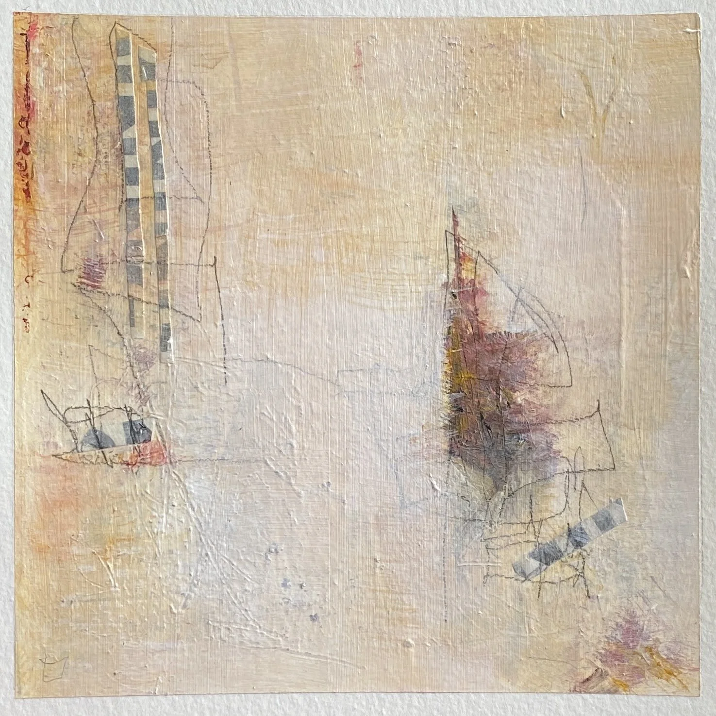 "Return Slowly," acrylic and graphite on paper, 6"x6" (sold)