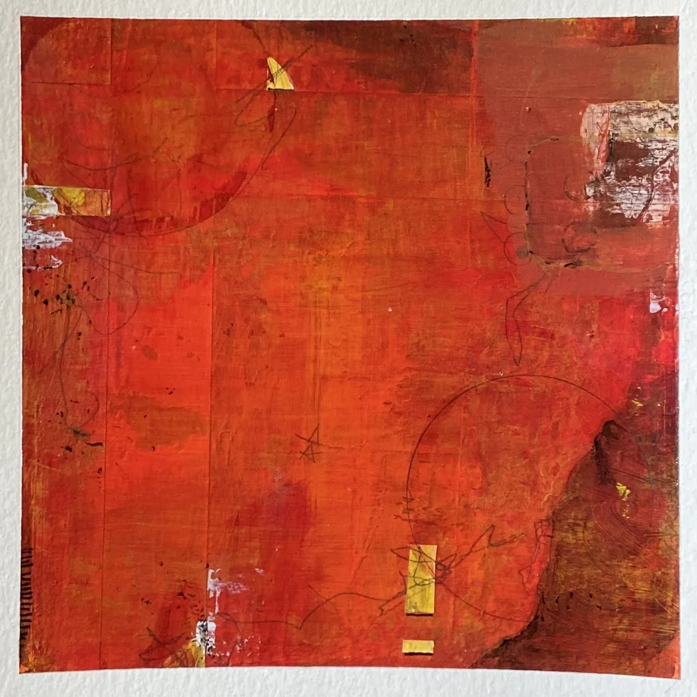 "Red State," acrylic and graphite on paper, 6"x6" (sold)