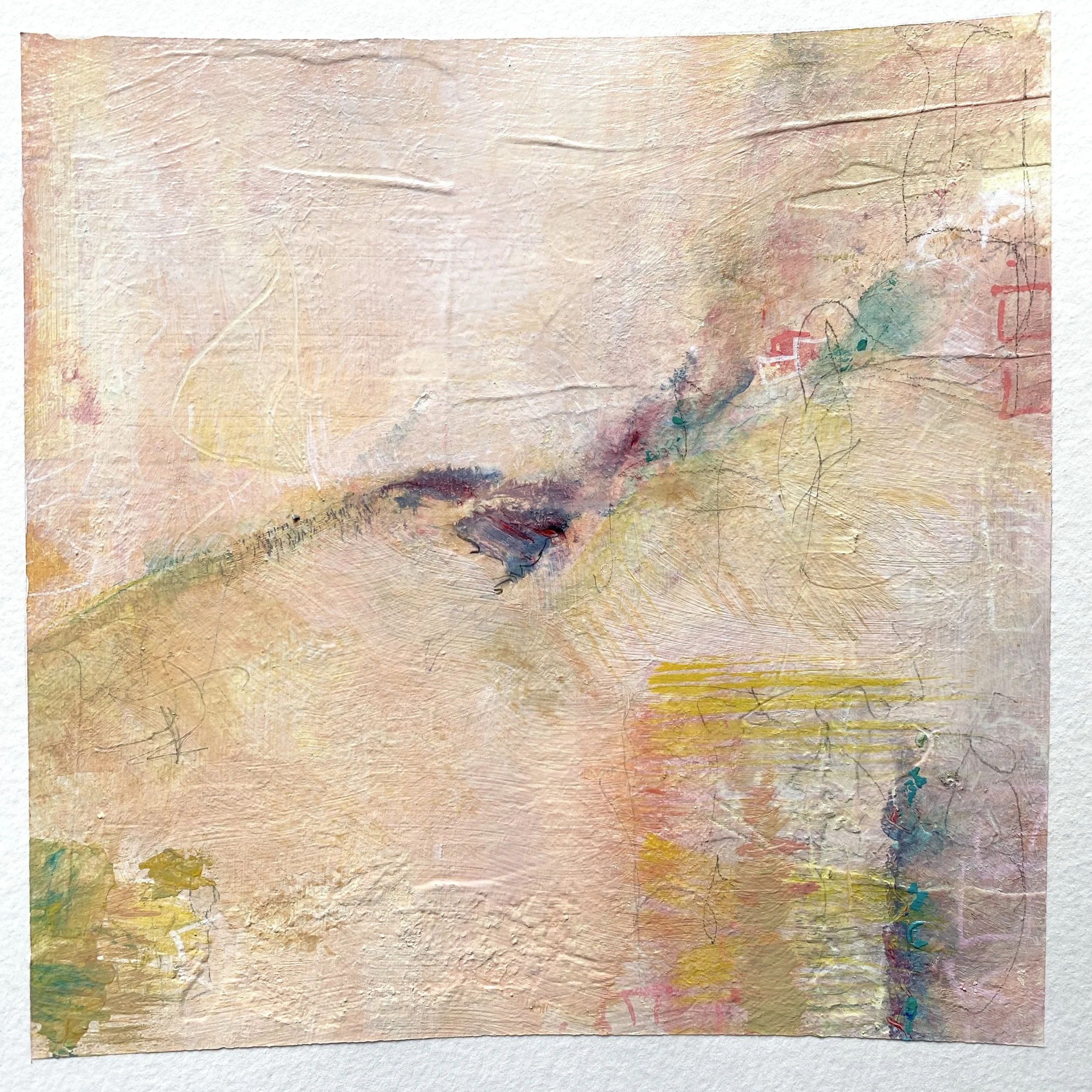 "Ispéguy," acrylic and mixed media on paper 6"x6" (sold)