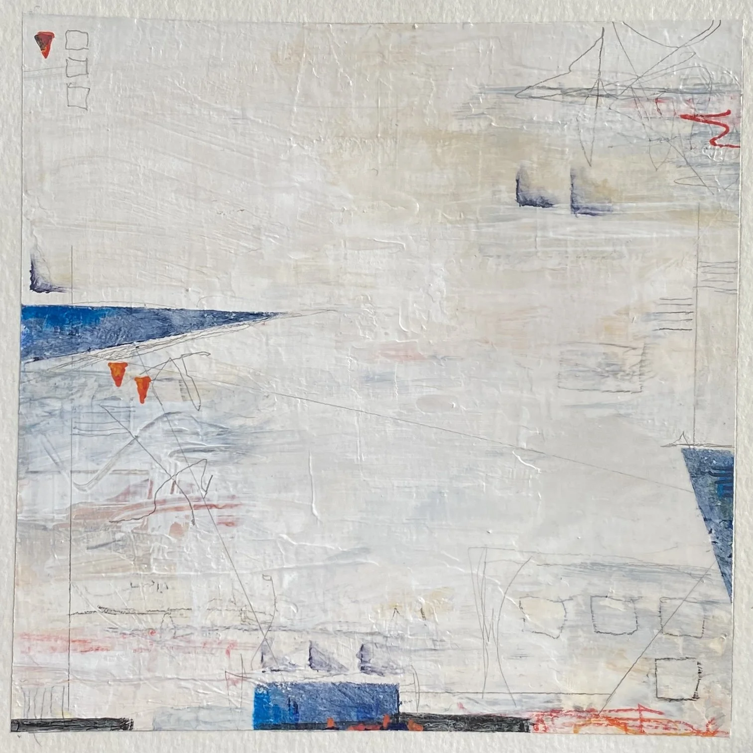 "My Grandmother Took Me WIth Her," acrylic and mixed media on paper 6"x6" (sold)