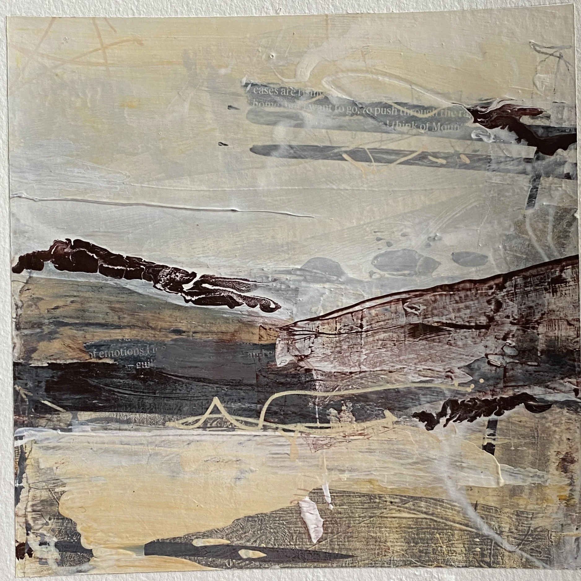 "When I Think Of Mount Pilatus," acrylic and mixed media on paper, 6"x6" (sold)