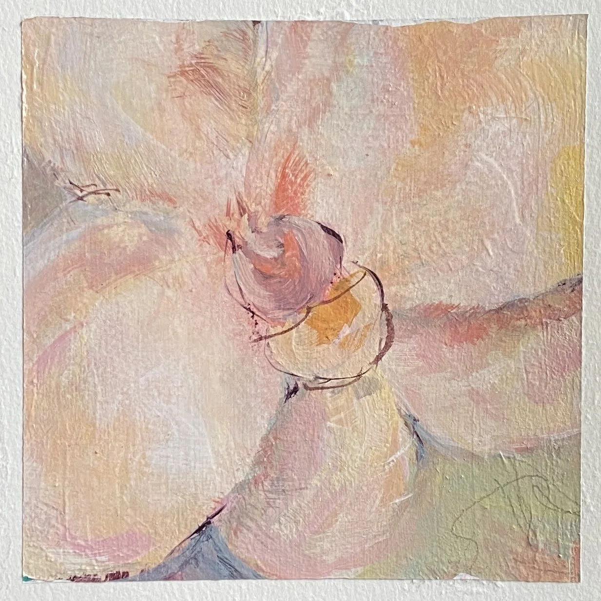 "Orchid," acrylic and mixed media on paper 6"x6" (sold)