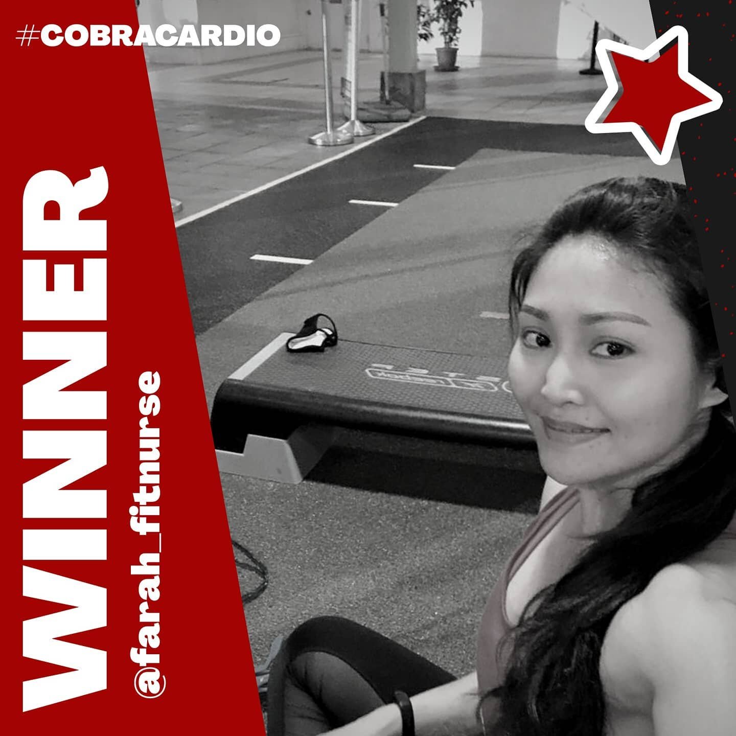 Our first #CobraCardio winner.....@farah_fitnurse! Congratulations and well done!
We will DM you for info on your private class 🥊💪

All our participants did such a great job. Look out for more #CobraCardio coming up soon!
.
.
.
#cobrafightgym #sing