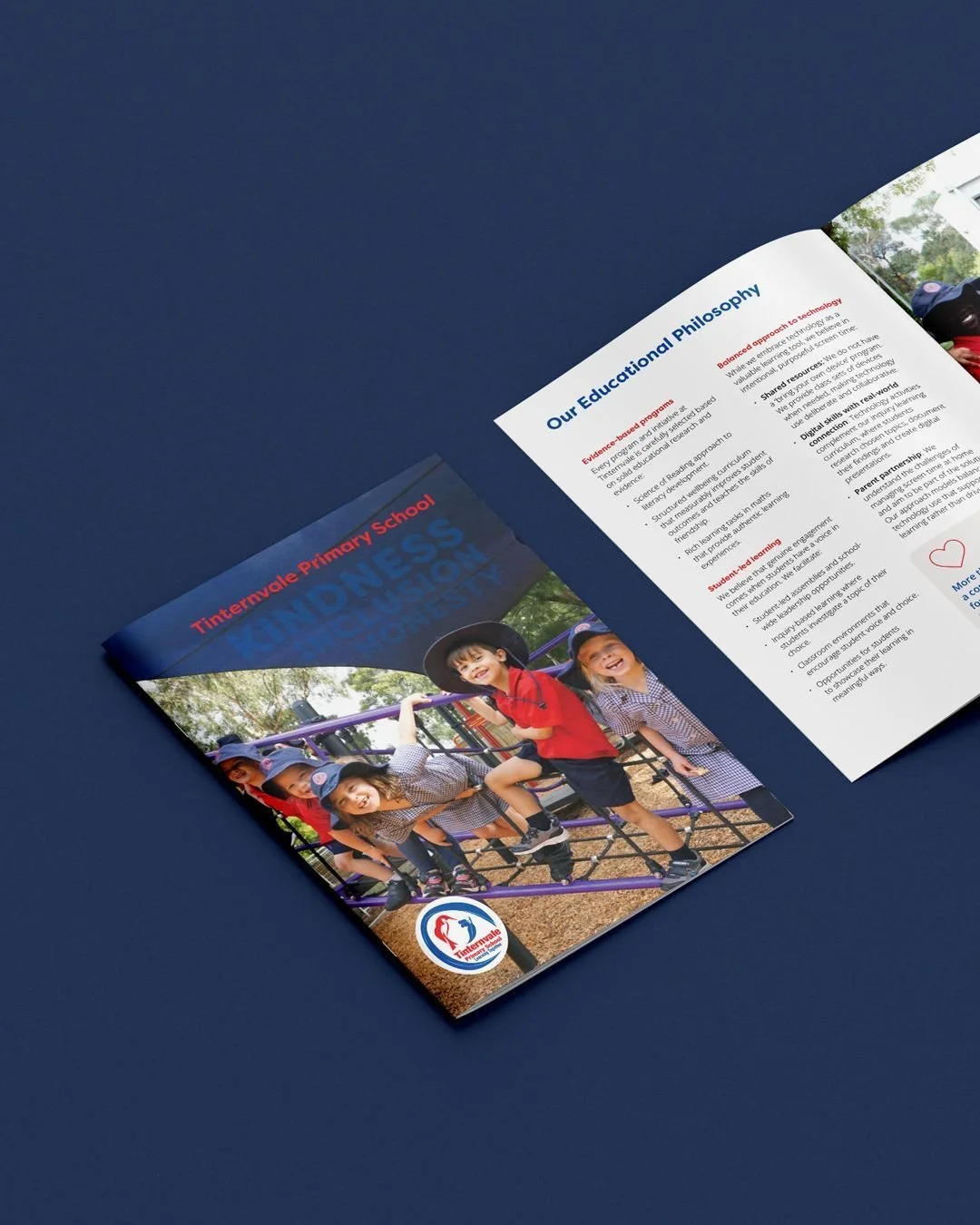 A delight to work on Tinternvale Primary School's @tinternvaleps latest prospectus, we love their core values featured on the cover—kindness, inclusion and honesty 💙
#primaryschool #graphicdesign #prospectus #school #brochure #melbourne
