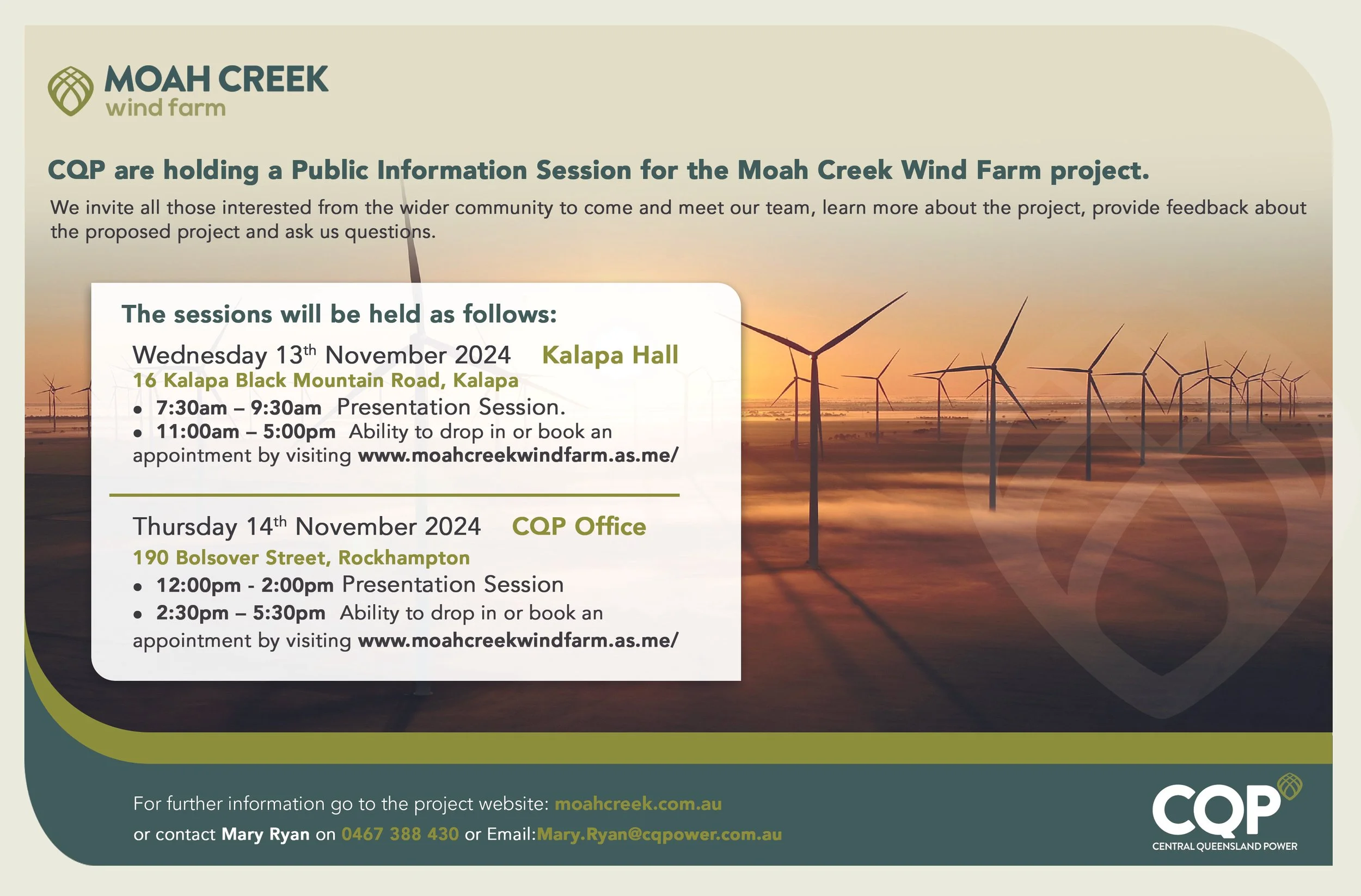 Click here to access the upcoming dates for the MCWF Public Information Sessions.