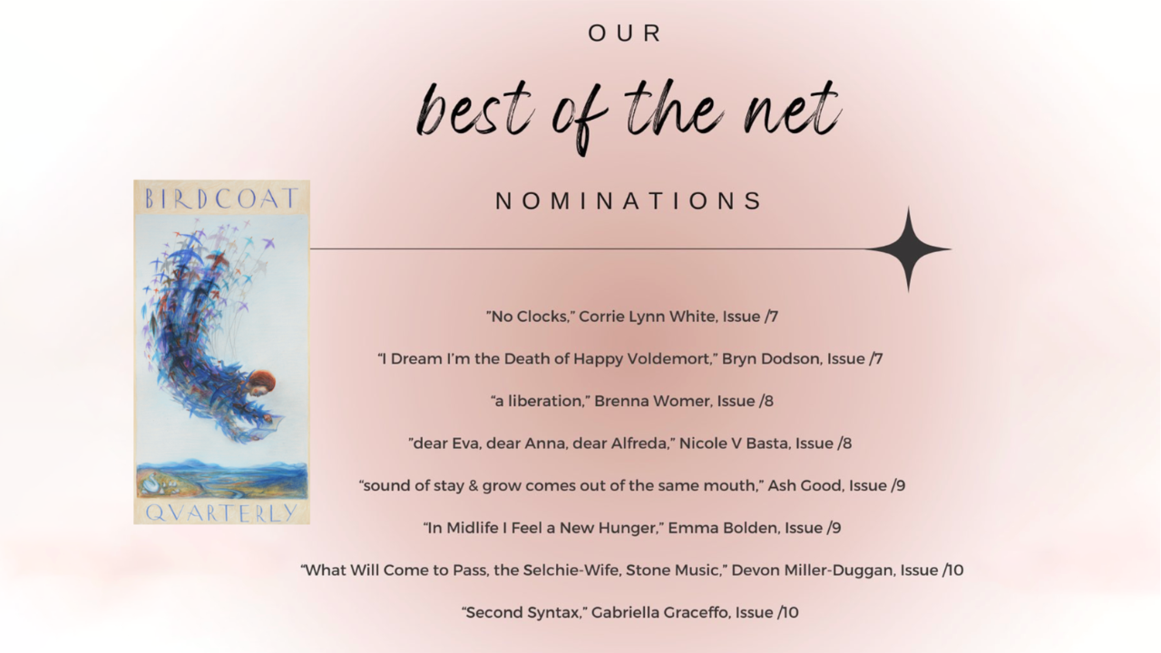 “sound of stay &amp; grow comes out of the same mouth” nominated for Best of the Net