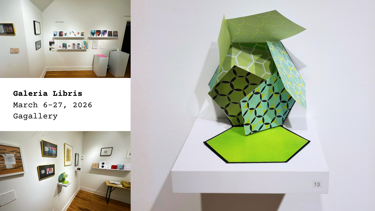 Hand-bound books and featured First Matter Press titles at Gagallery’s “Galeria Libris”