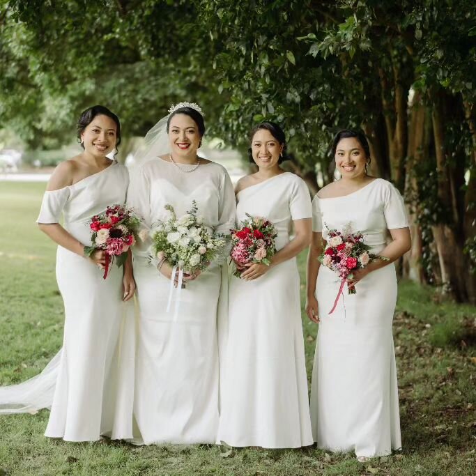 A love shared between sisters 💕 We had the absolute pleasure of creating these ivory bridesmaid dresses for the beautiful bride Alisi and her three sisters!

It's always such an honor to be involved in special days such as these, so do reach out for