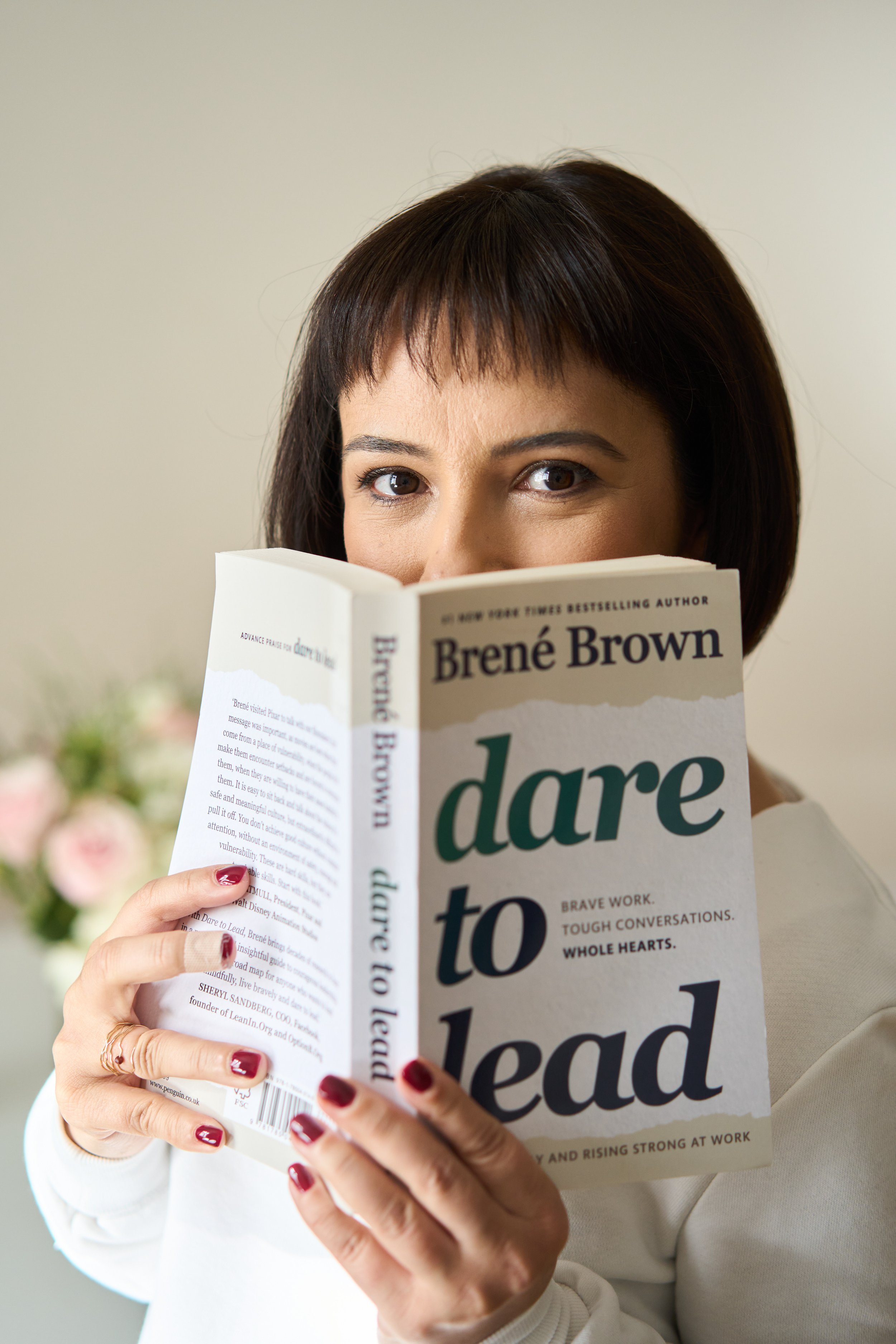Reading a favorite book or relevant note, vertical