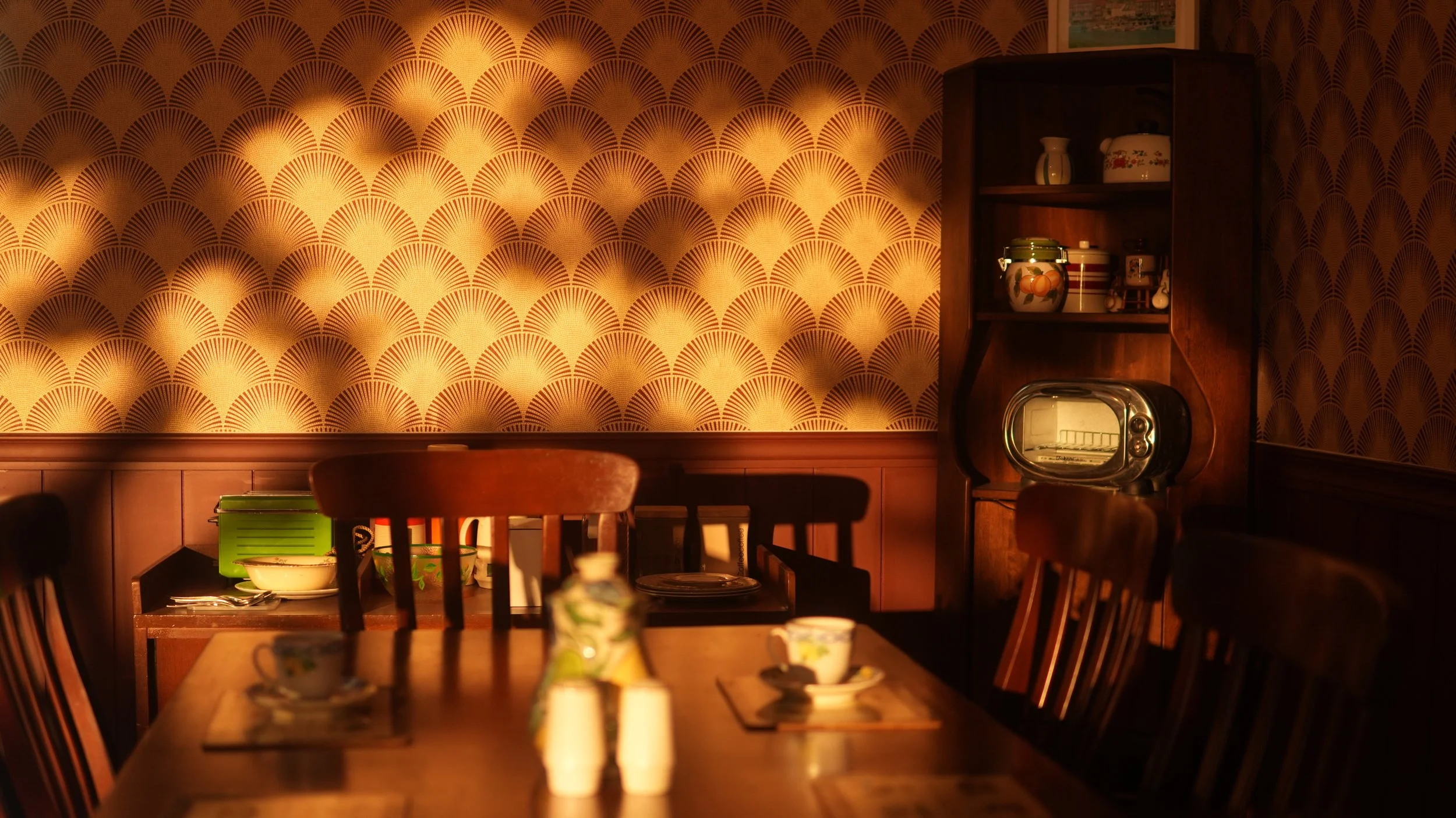 Dining area with a golden hour look