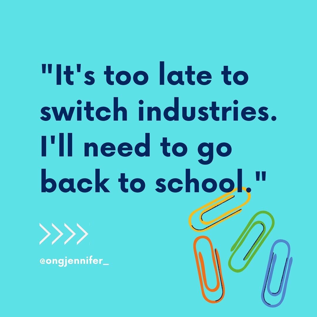 🤔 Do you think you need to get a masters degree or an MBA in order to switch careers?

🙋🏻&zwj;♀️ I&rsquo;ll admit I used to believe this. I even took my GMATs!

💡But I slowly came to the realization that most people who graduate from business sch