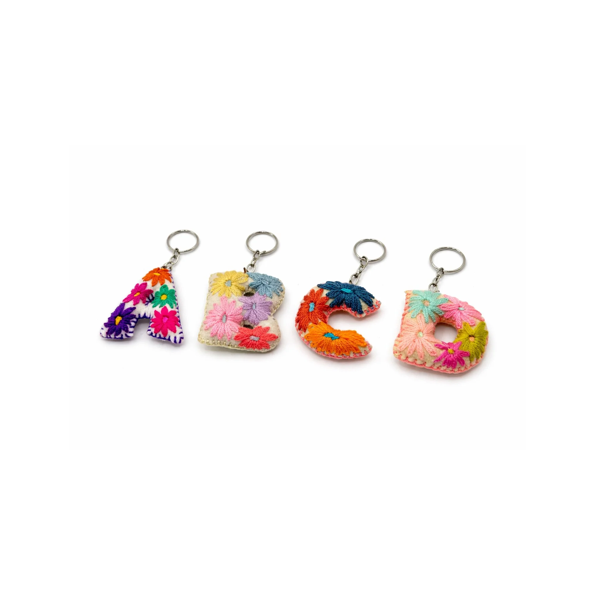 Mexican embroidered letter keyrings