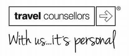 Travel Counsellors logo with arrow and slogan Reading 'With us... it's personal'.