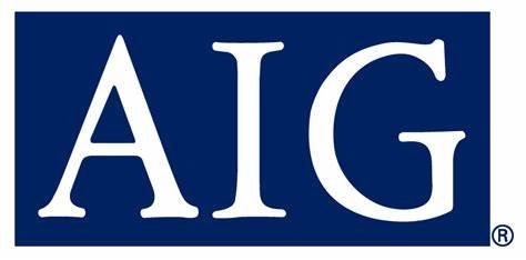 AIG logo with white text on a dark blue background.
