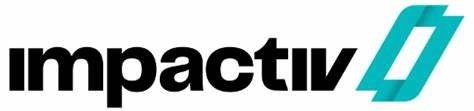 Logo of Impactiv with stylized teal arrow and black text