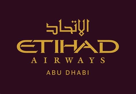 Etihad Airways logo with Arabic and English text, indicating Abu Dhabi.